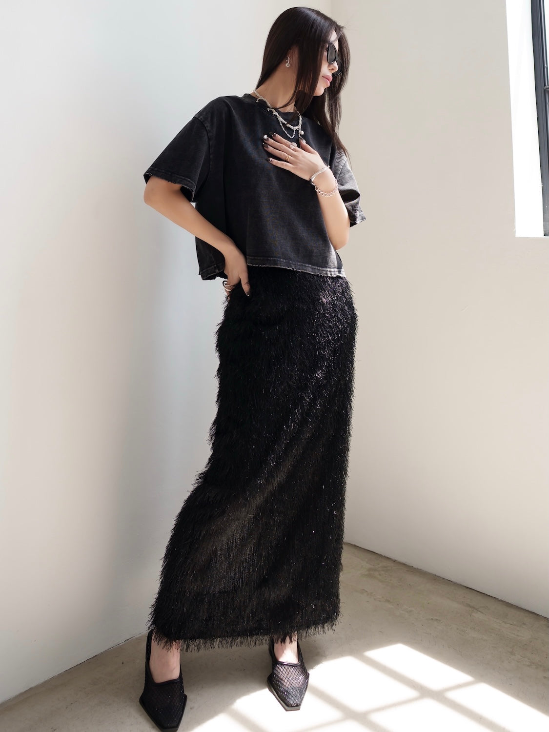 Relax Shaggy Long Skirt