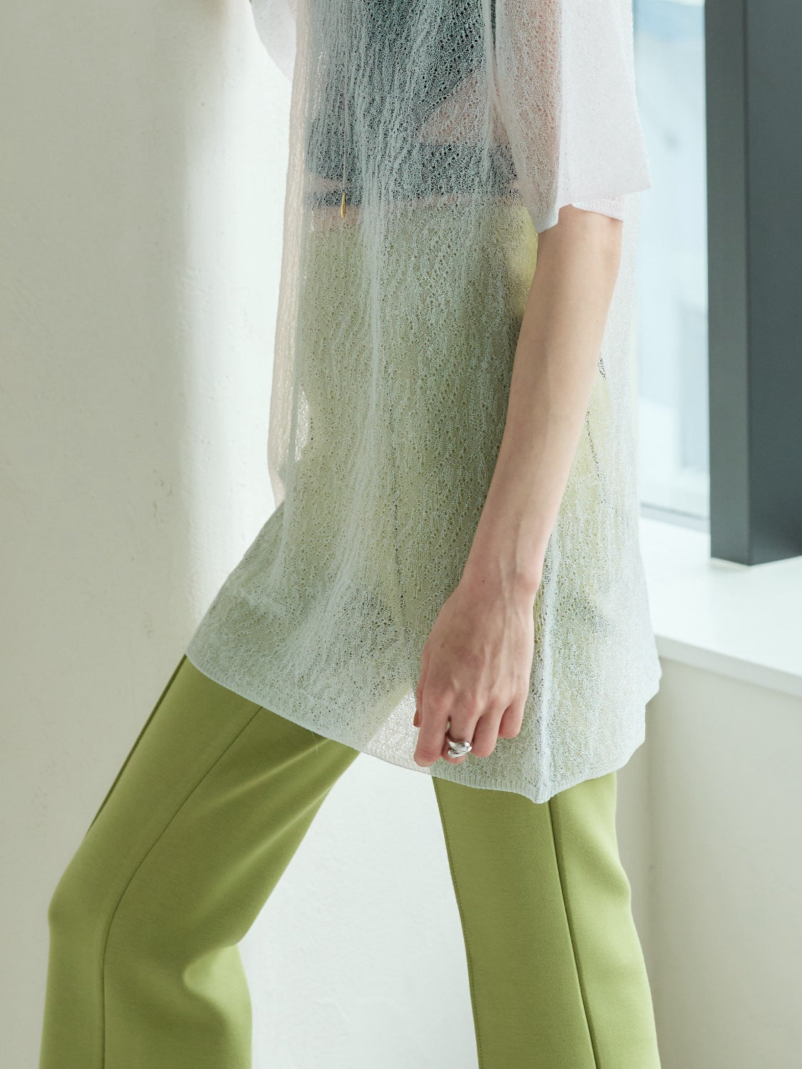 Sheer Knit Over T-shirt
