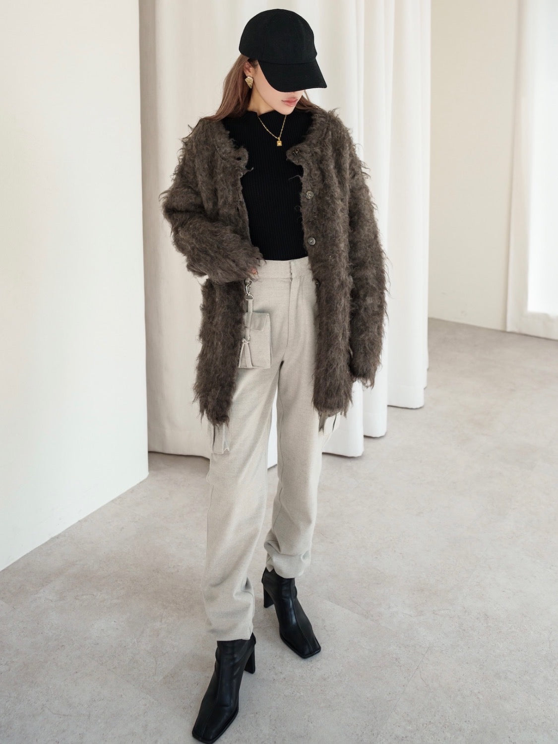 Wool Fur Cardigan