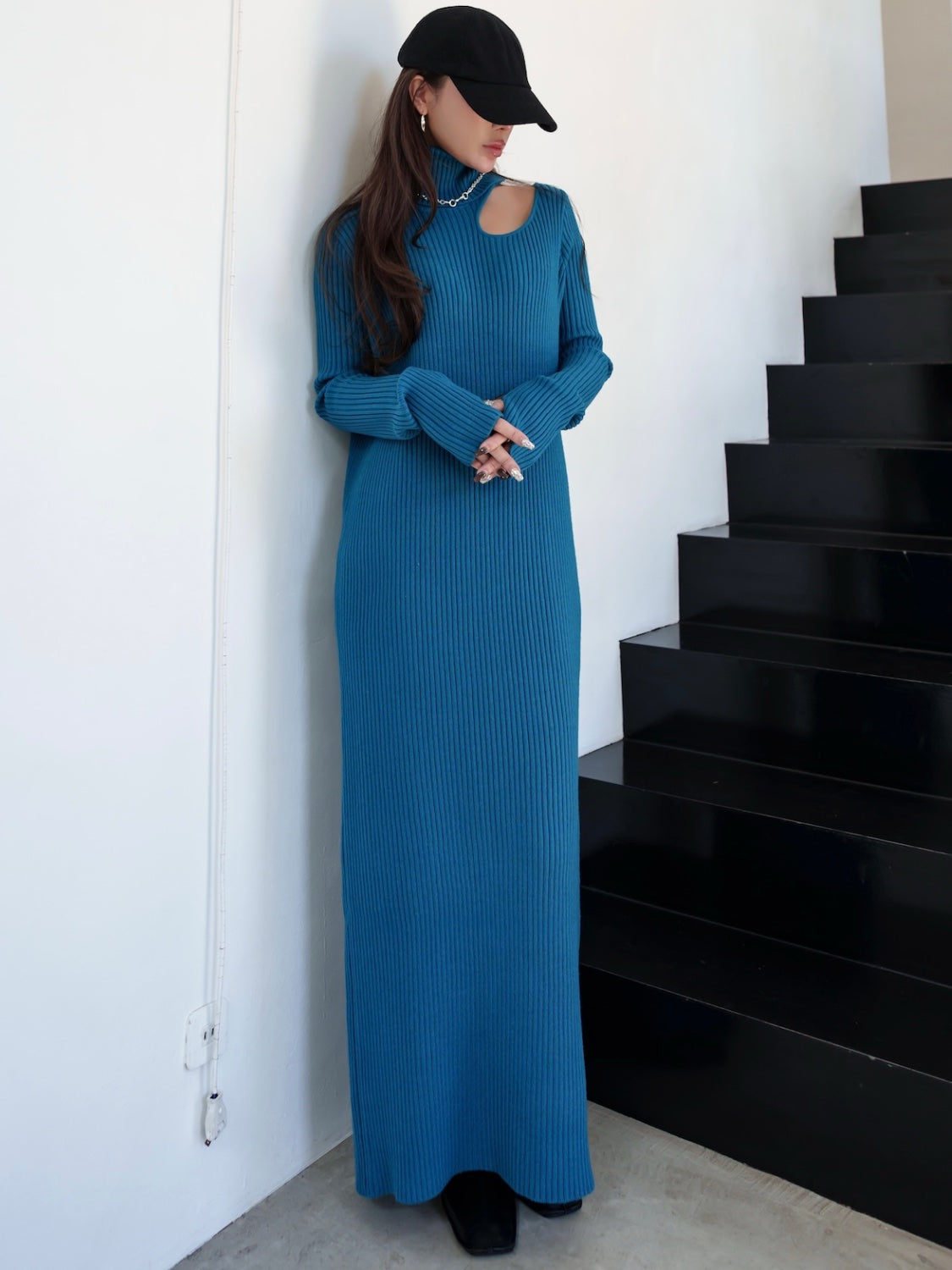 Decollete Cutout Knit Dress