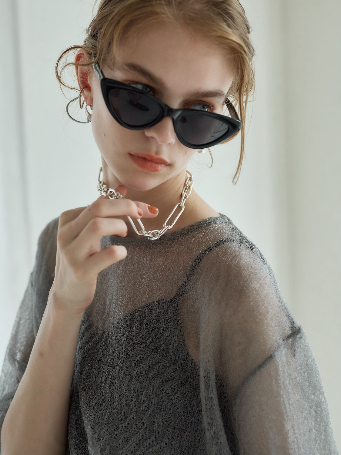 Sheer Knit Over T-shirt