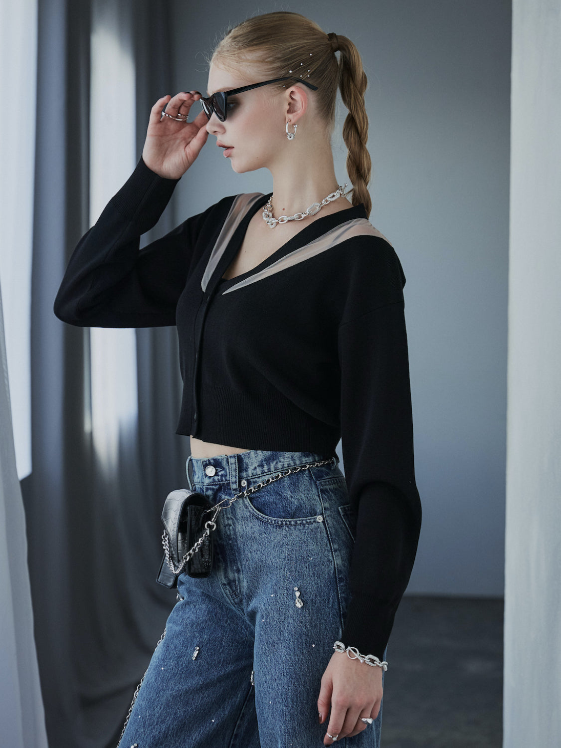 シアー Switch KNIT カーデトップス