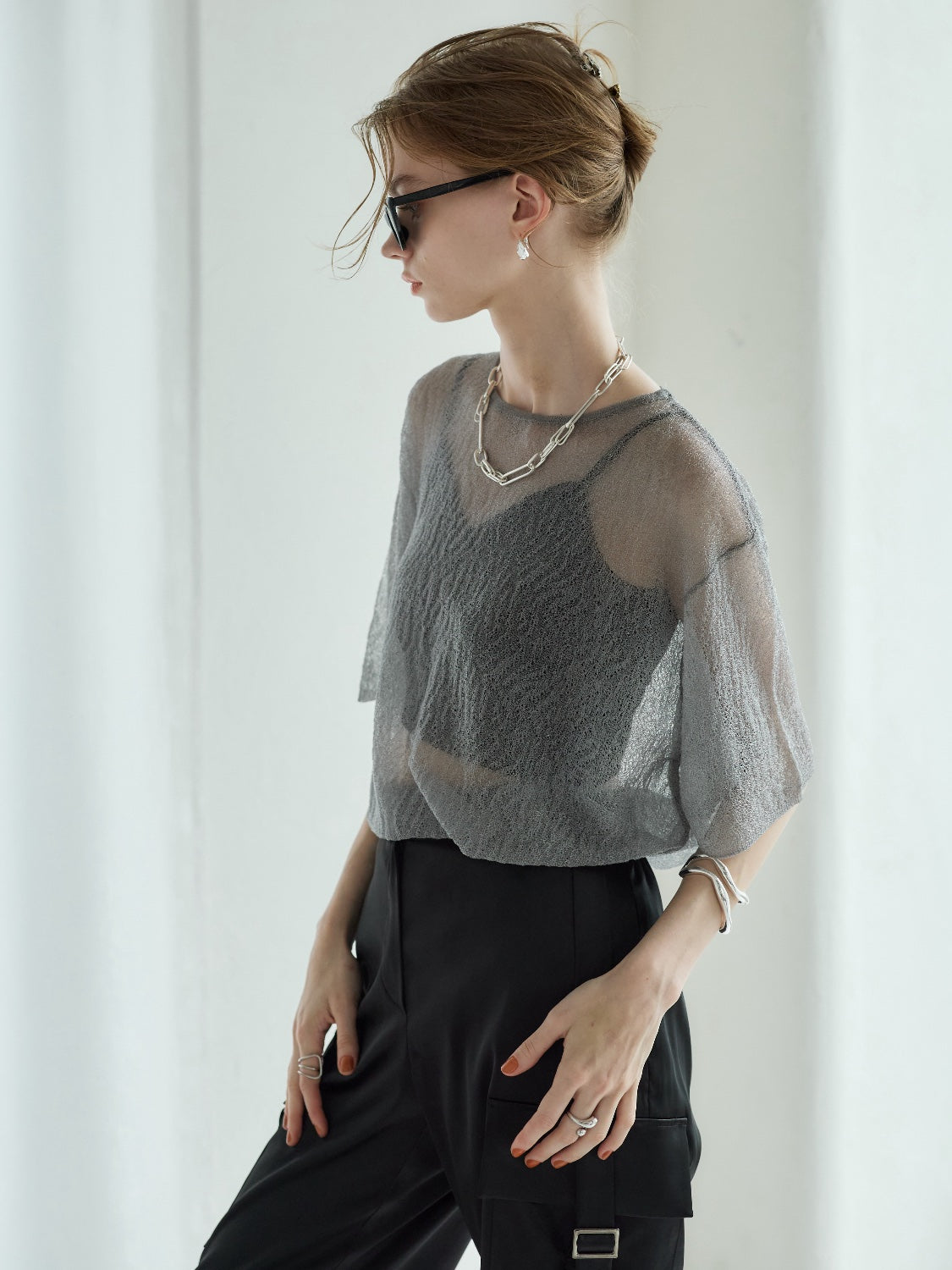 Sheer Knit Over T-shirt