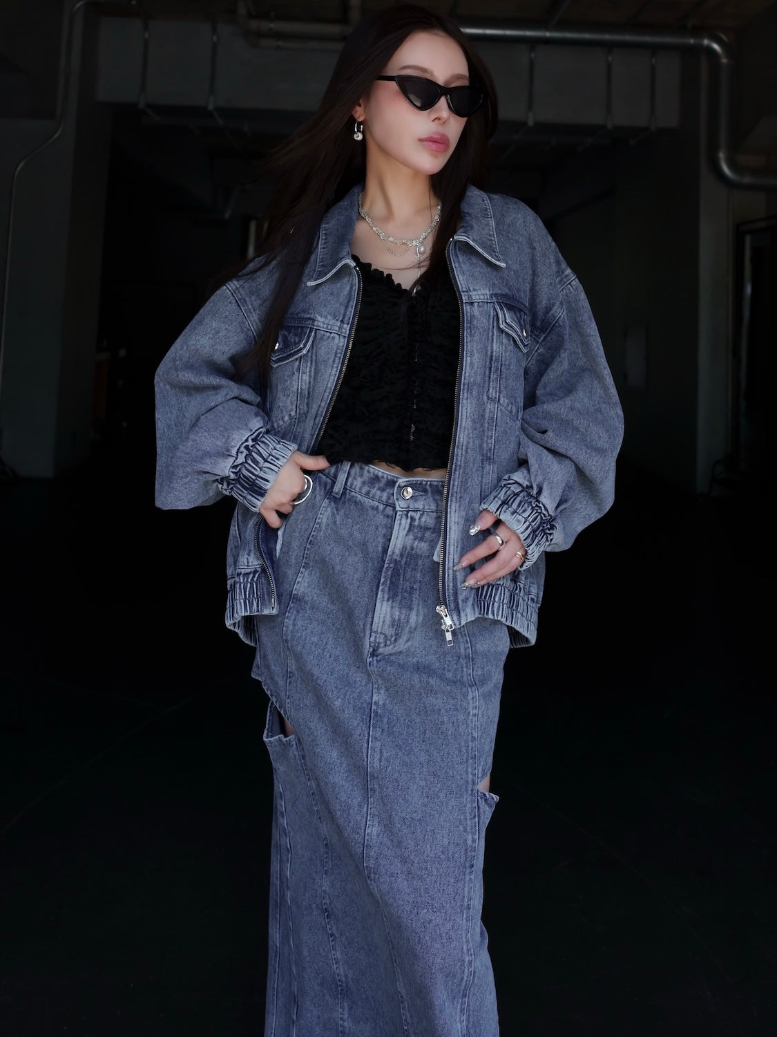 サイドホール DENIM スカート