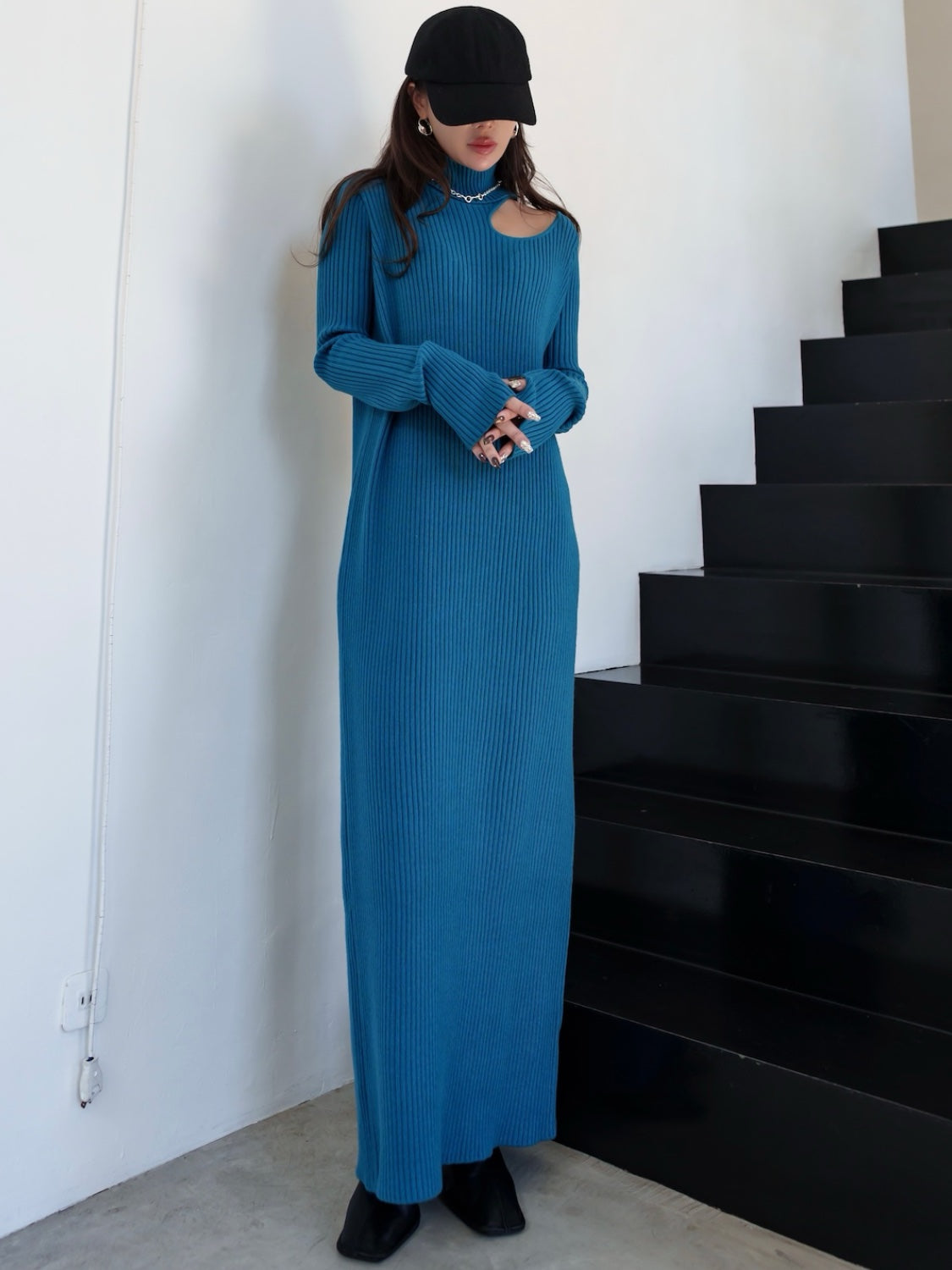 Decollete Cutout Knit Dress