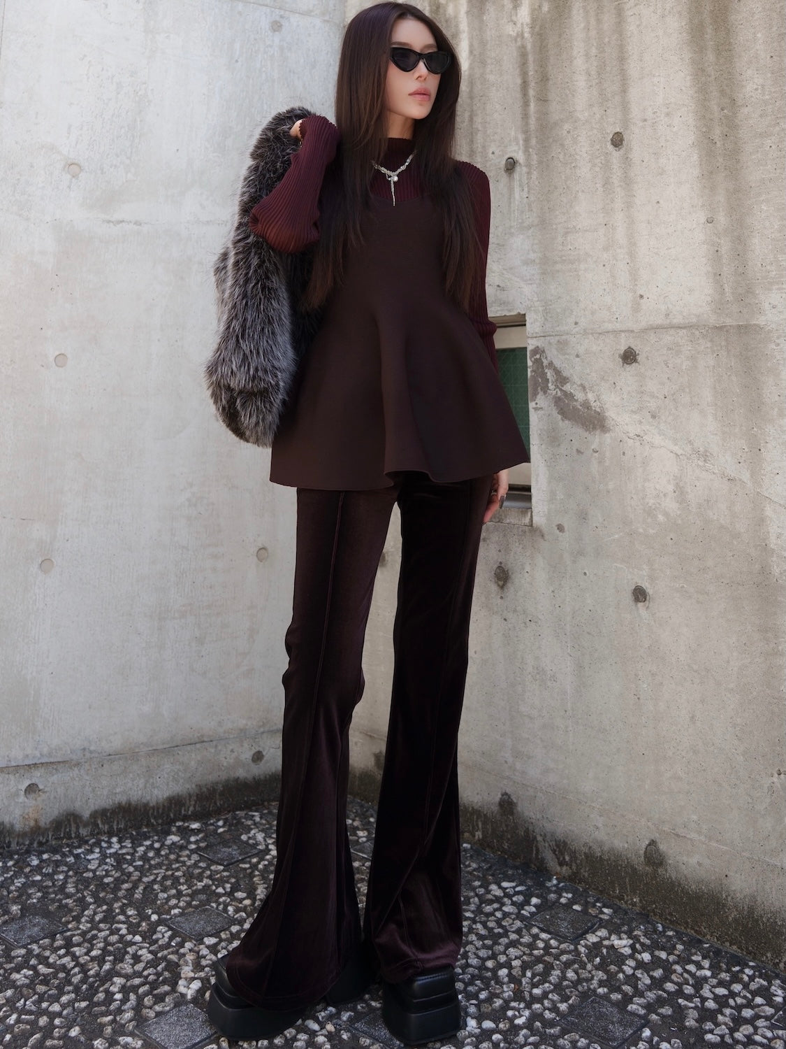 インターシャ ドッキング ペプラム KNIT