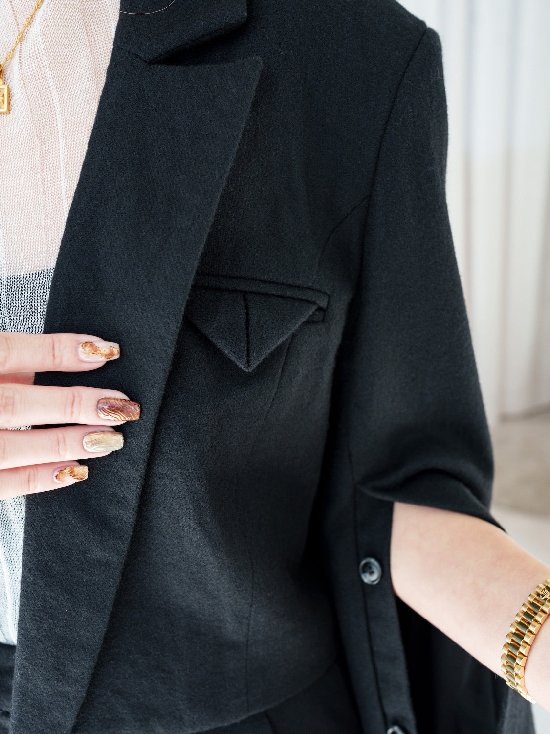 Wool twill short jacket