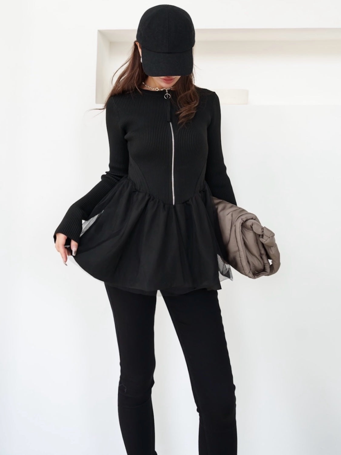 ドッキング ぺプラム Knit トップス