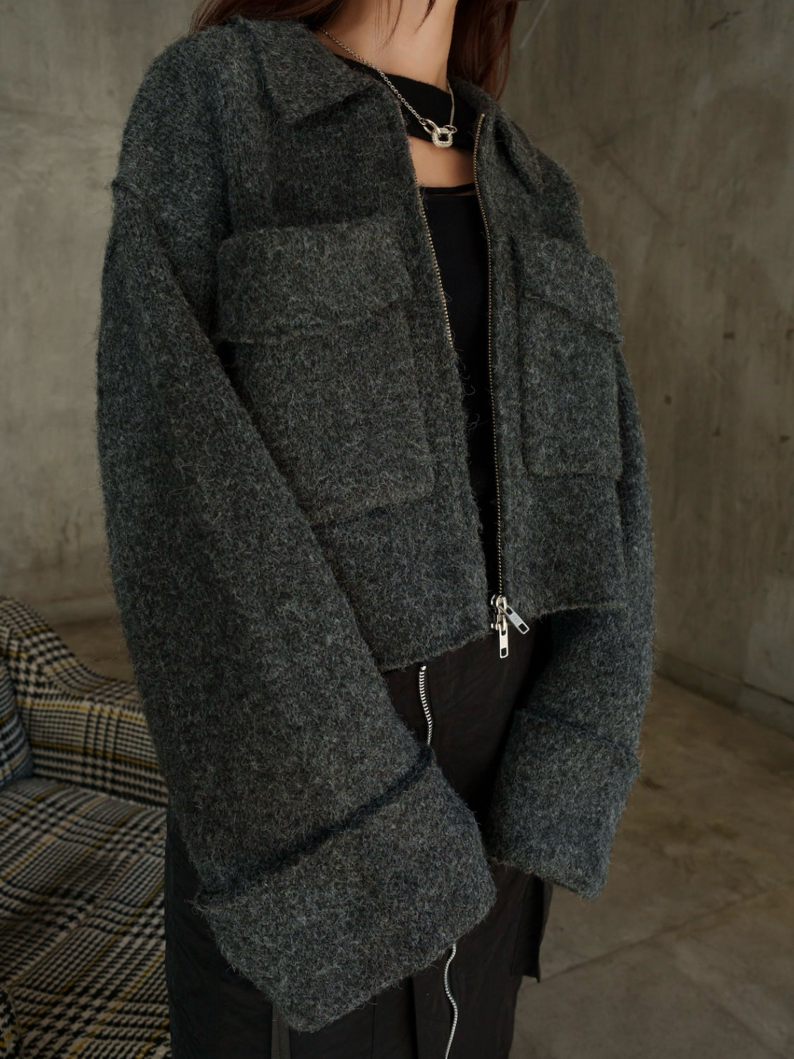 メルトンライク KNIT Zip コート