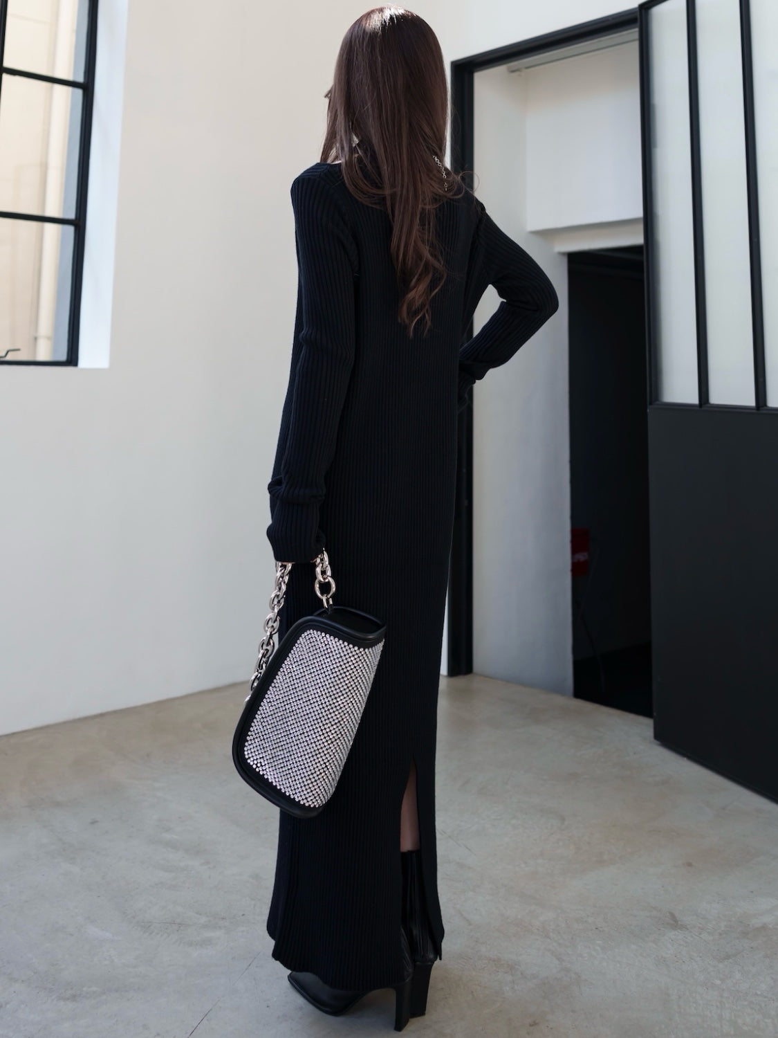 Decollete Cutout Knit Dress