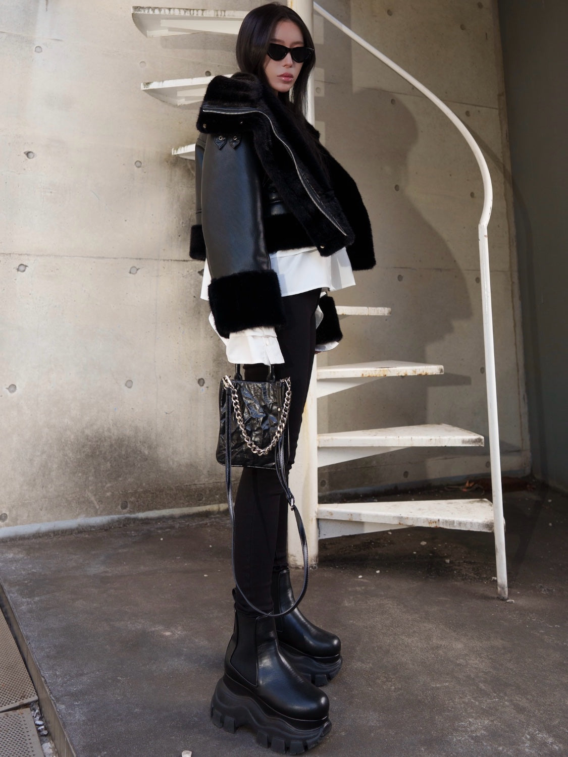 KNIT ドッキング フリルレイヤー ブラウス