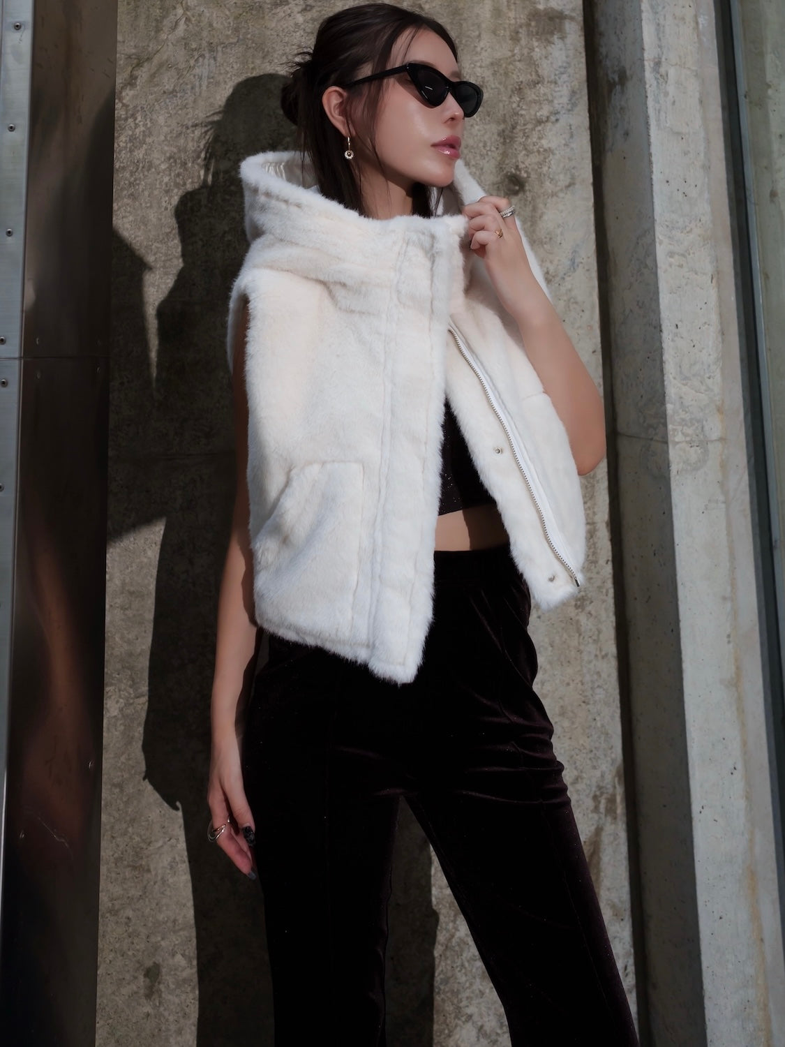 2Way リバーシブル ショート Fur ベスト