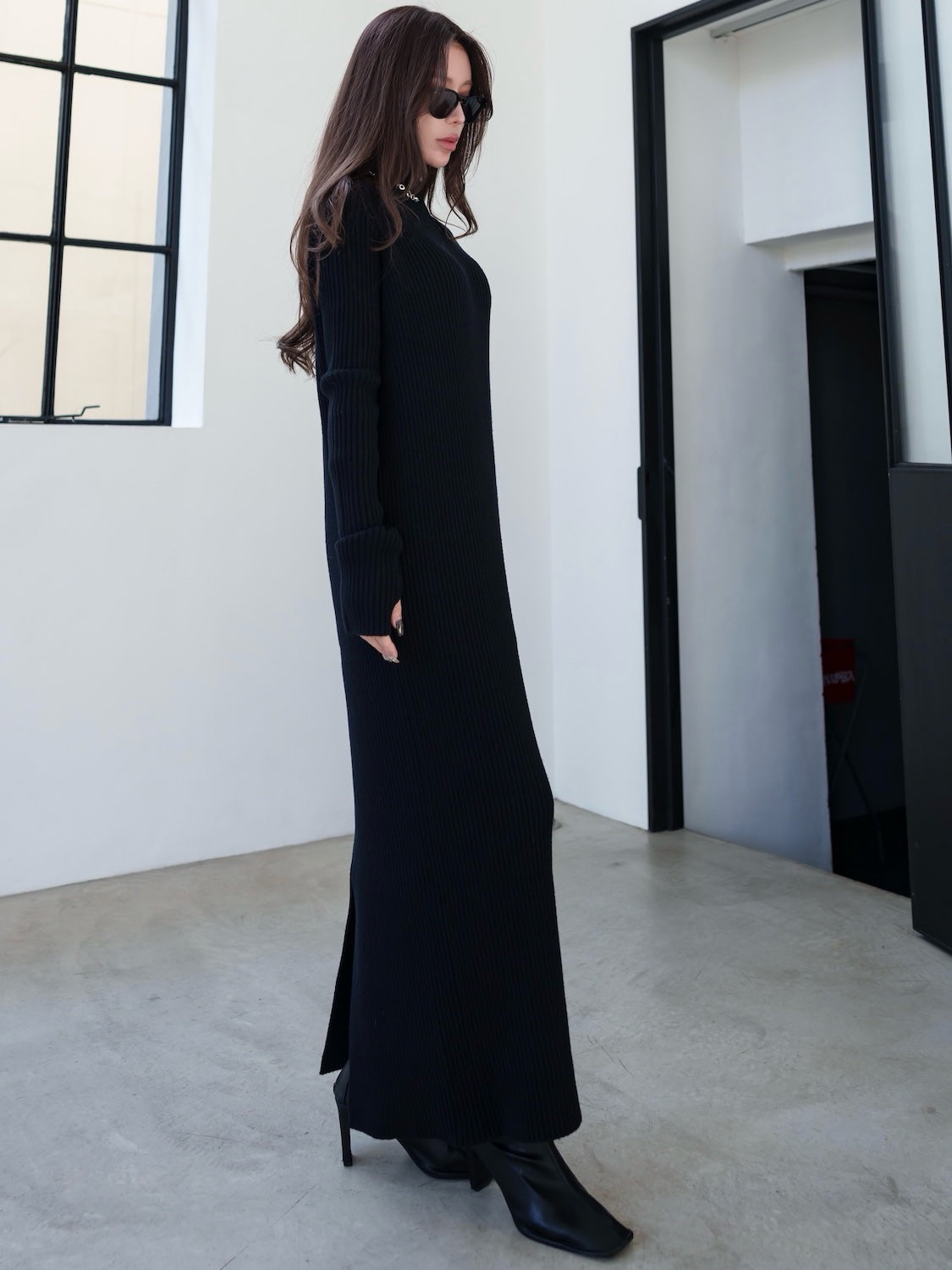 Decollete Cutout Knit Dress