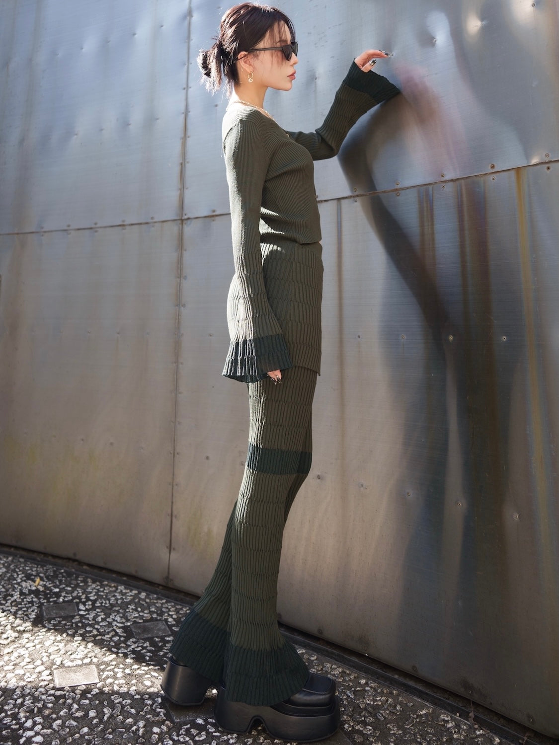 Multi シアー Ribニット セットアップ