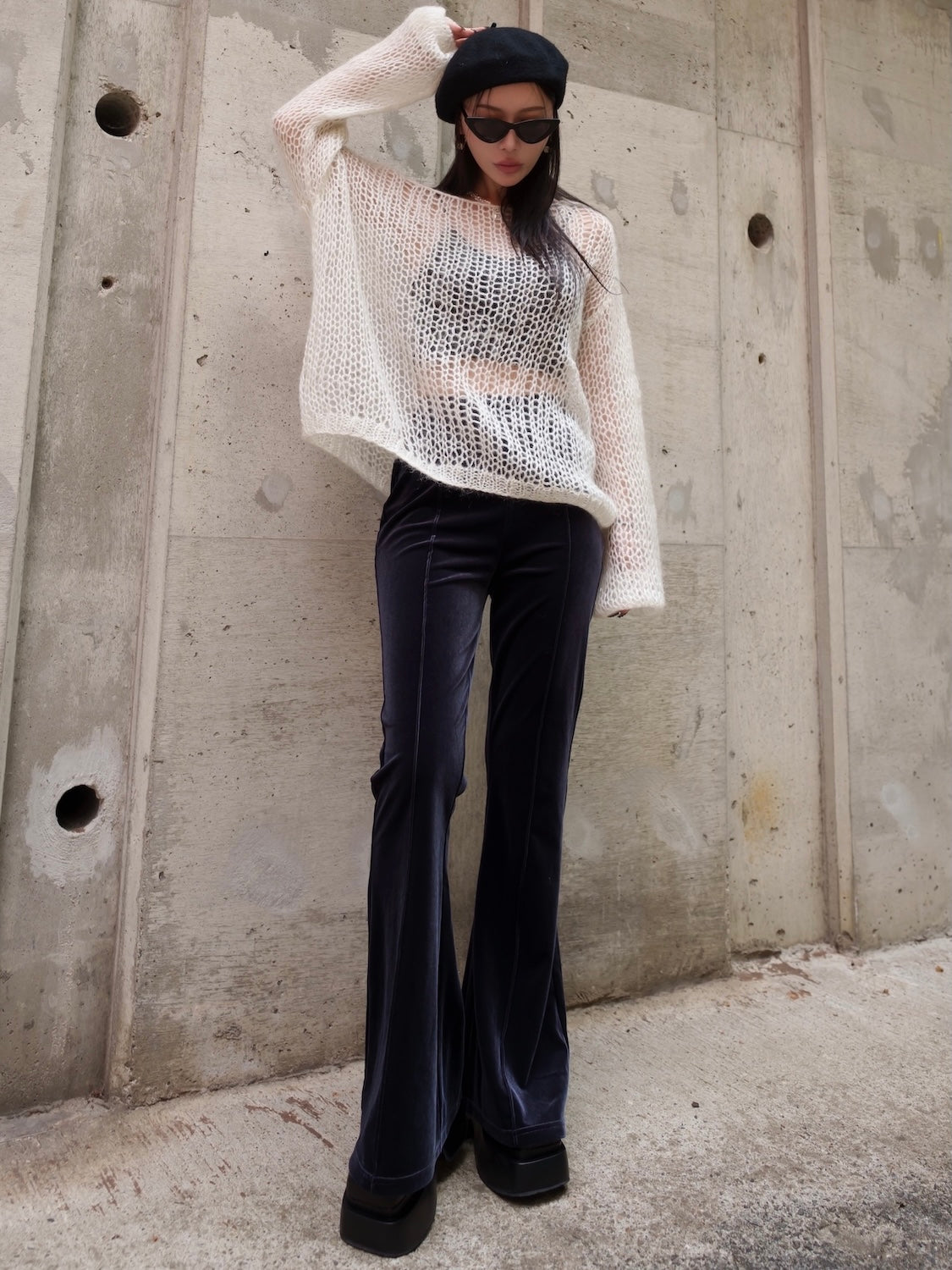 Relax フレア ベロアパンツ