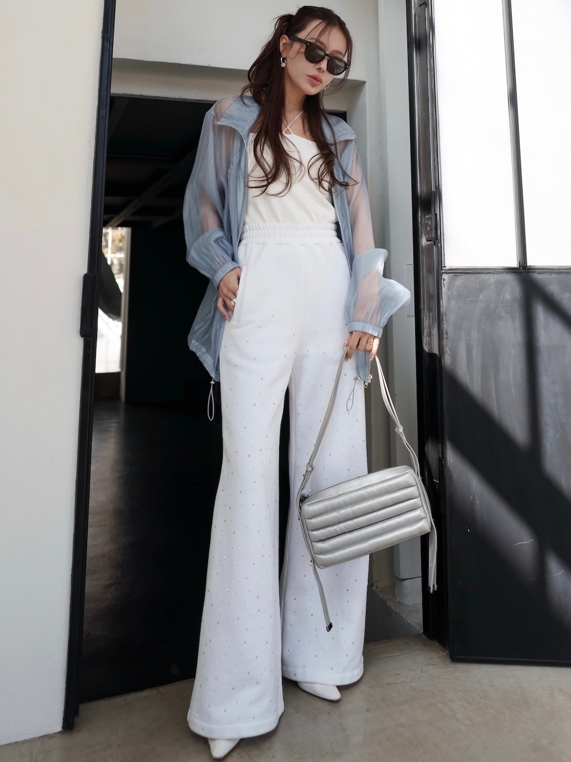 Drawstring & Zip Sheer Blouson