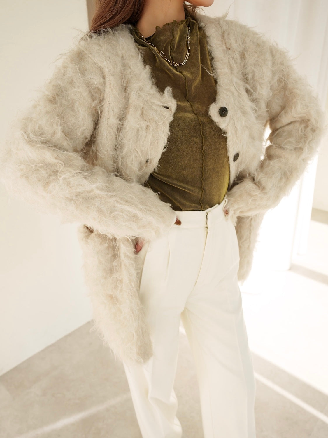 Wool Fur Cardigan