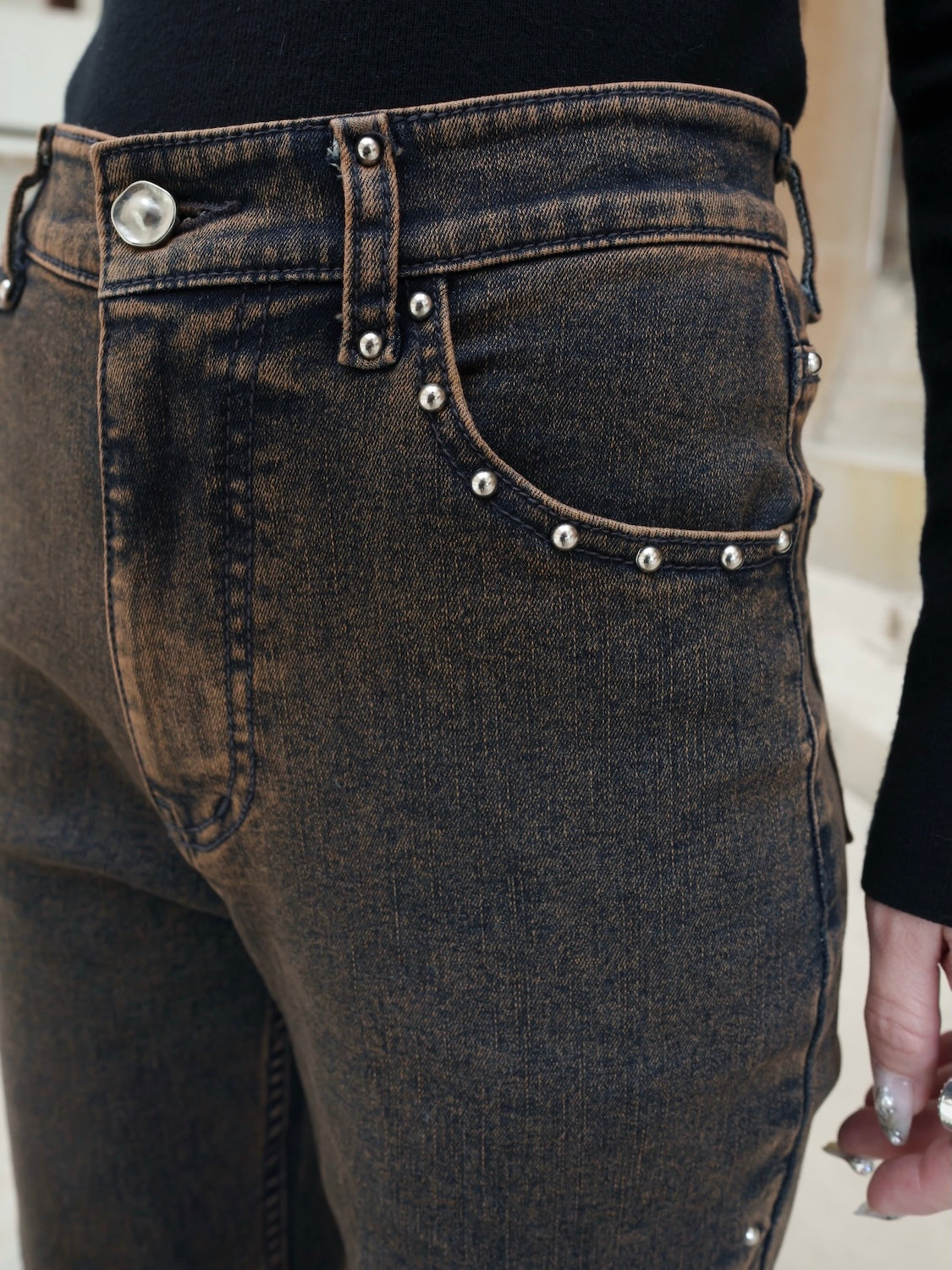 Multi スタッズ Stretch デニム
