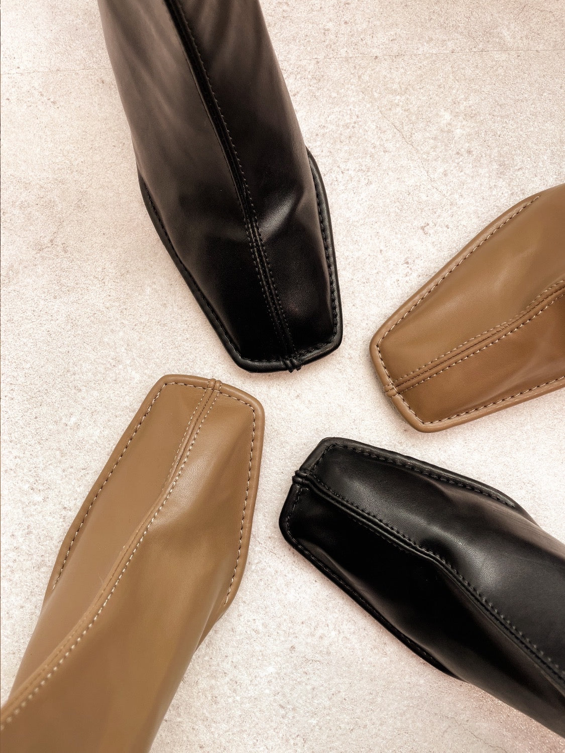 Eco-leather スクエア ショートブーツ