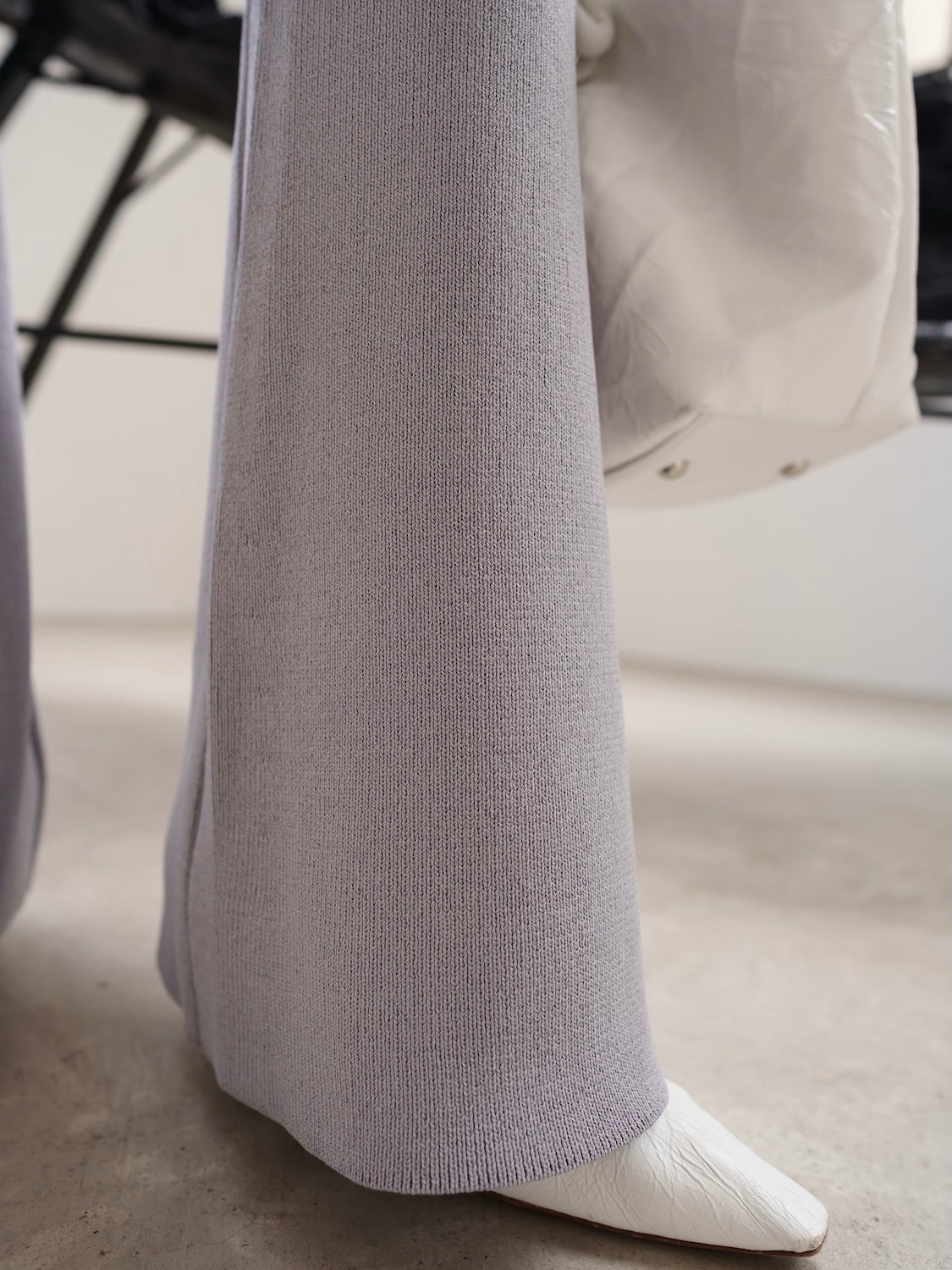 Poncho-like decollete sheer knit set