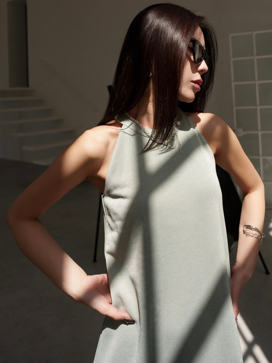 Basic ラメ カットソー ワンピース