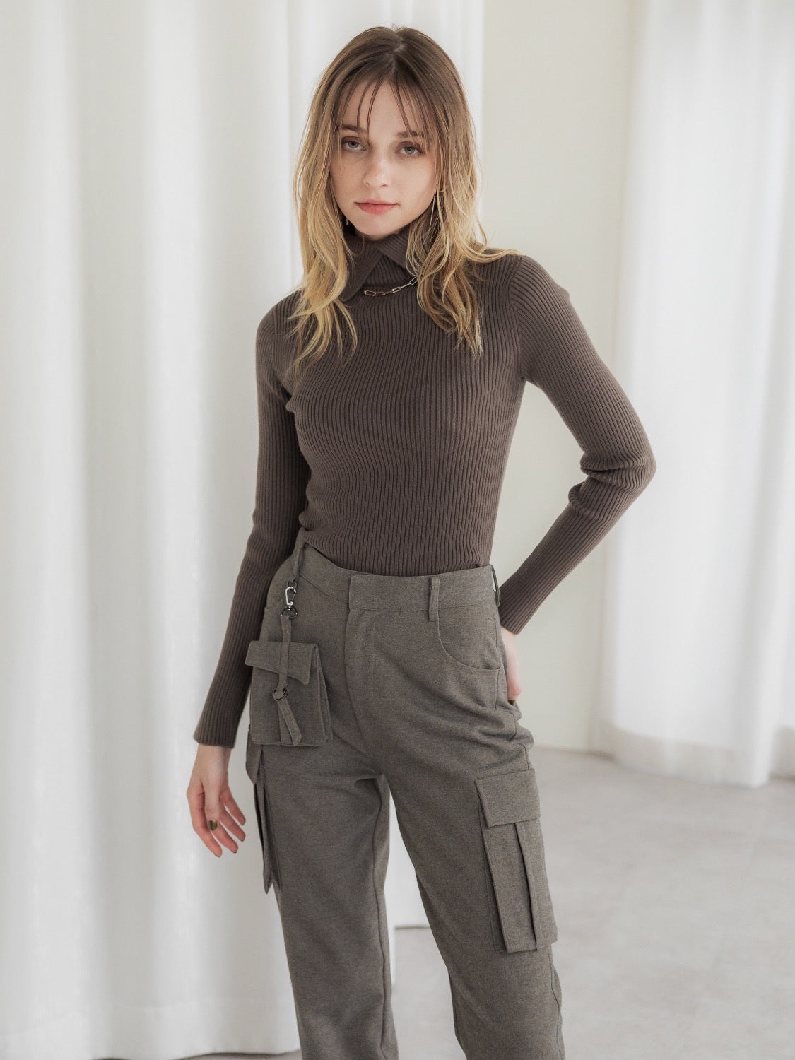 Slit Turtle Knit Top