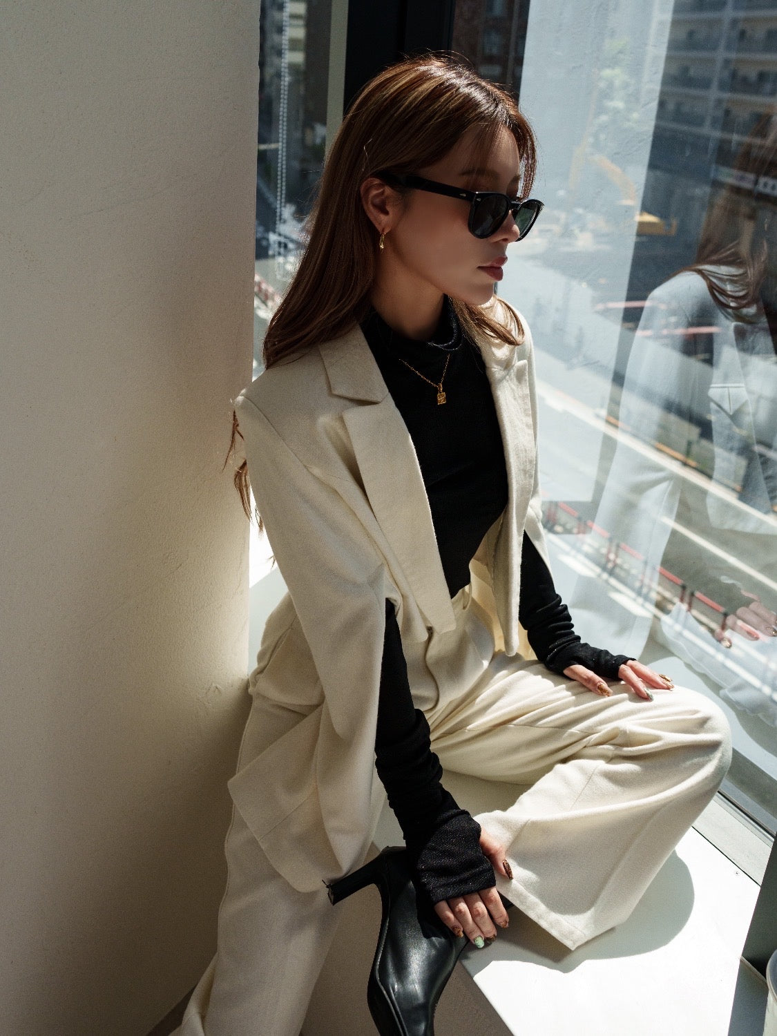 Wool twill short jacket