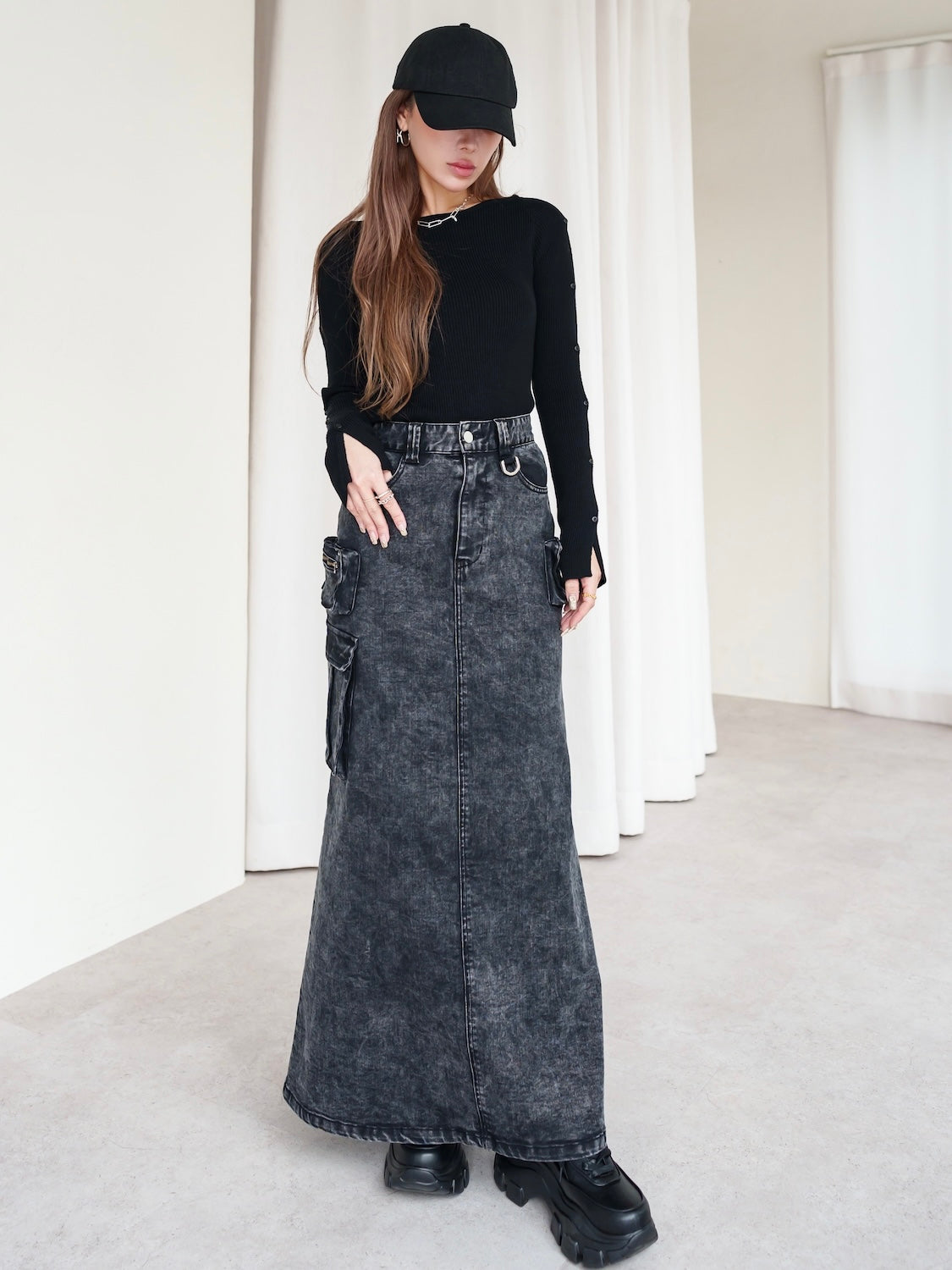 BUTTON-SLEEVE ニット トップス