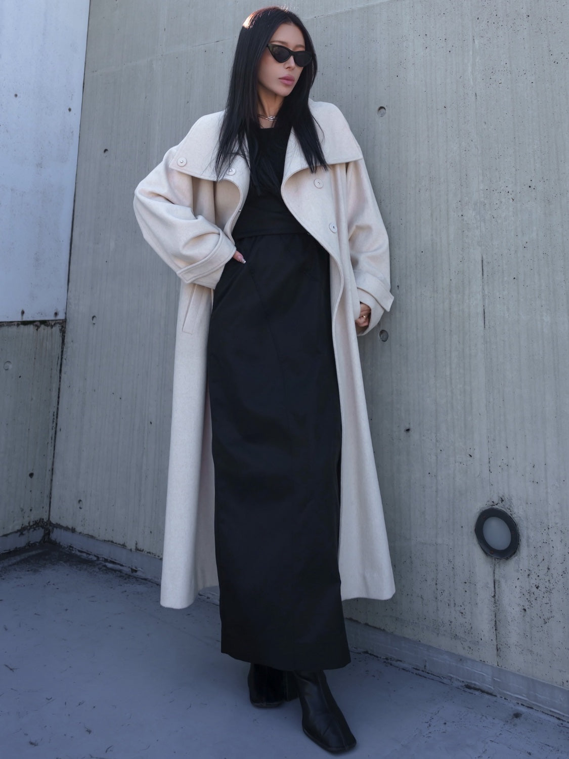 KNIT ドッキング ツイル Dress