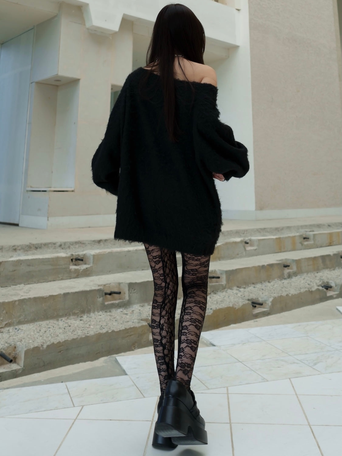 オフショルダー フロント Zip KNIT