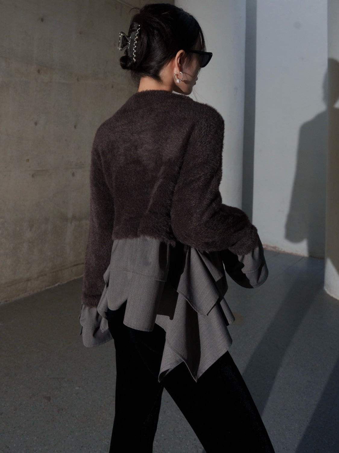 KNIT ドッキング フリルレイヤー ブラウス