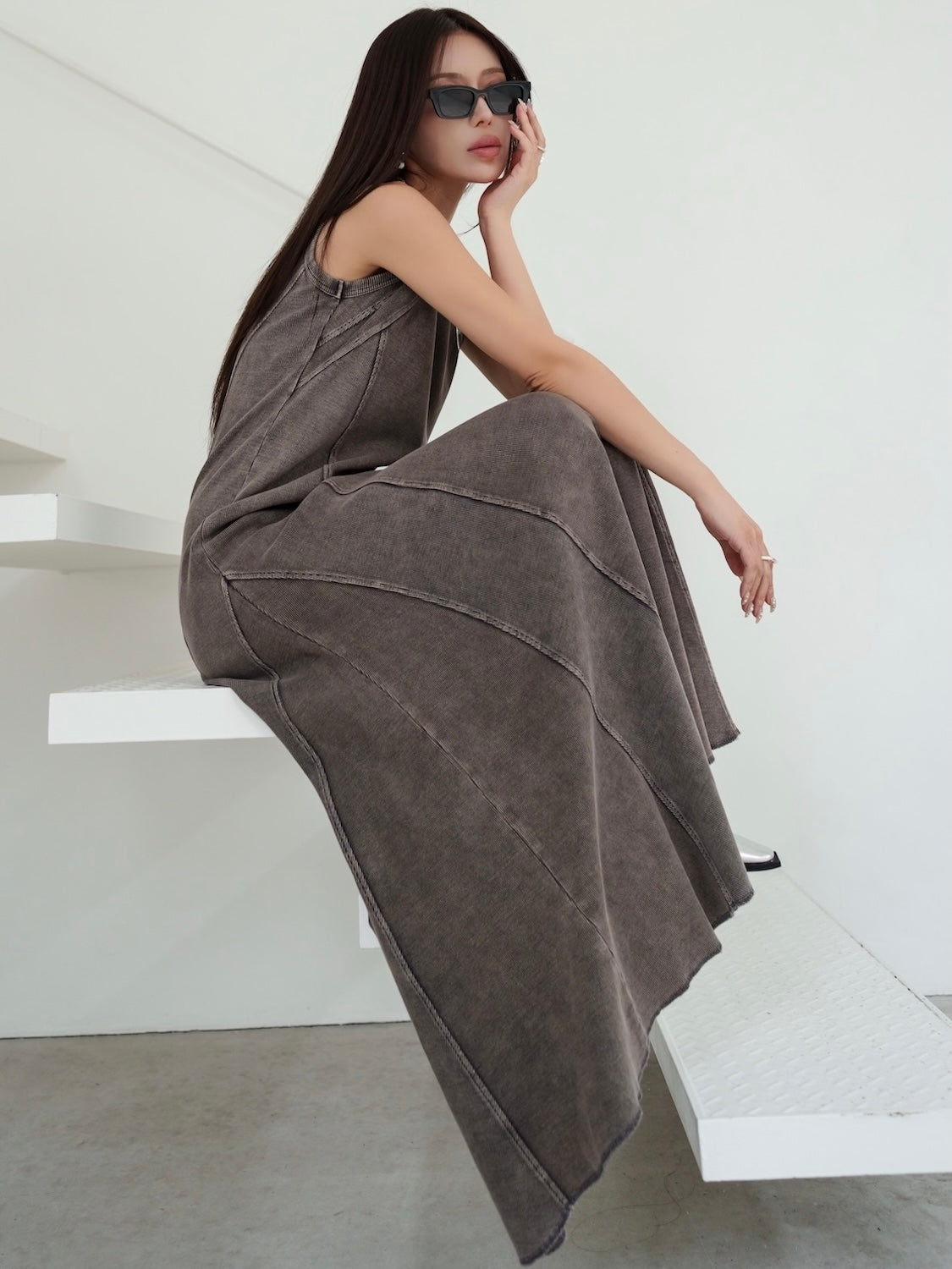 ピグメント Rib フレア ワンピース