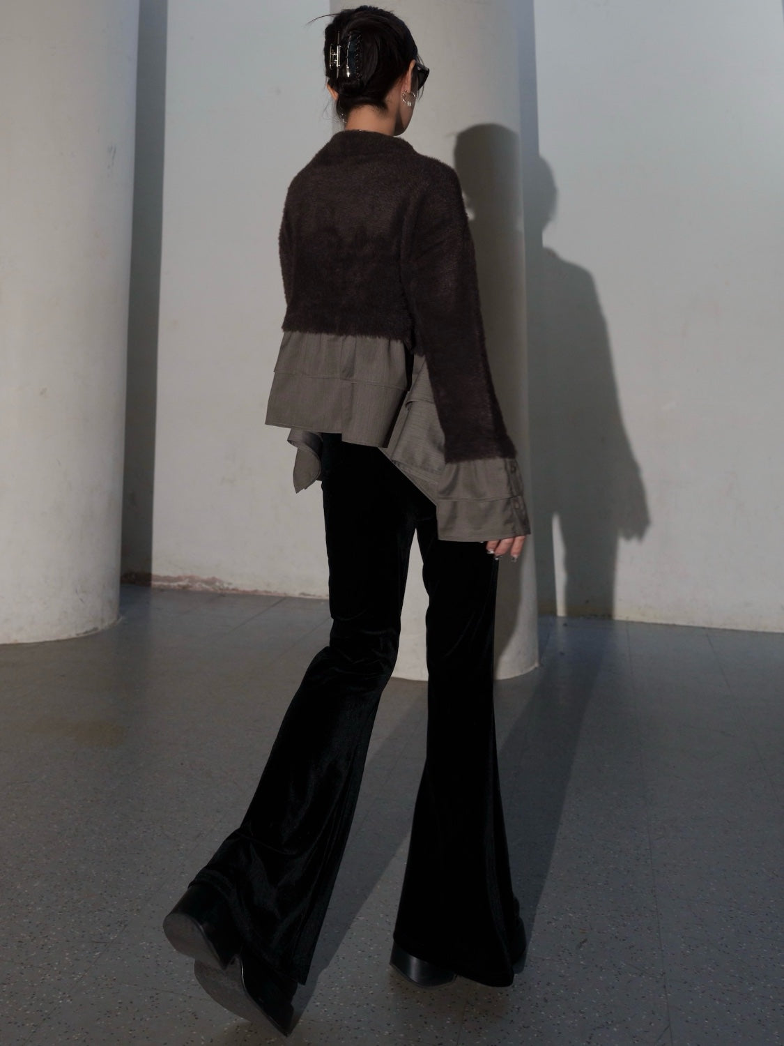 KNIT ドッキング フリルレイヤー ブラウス