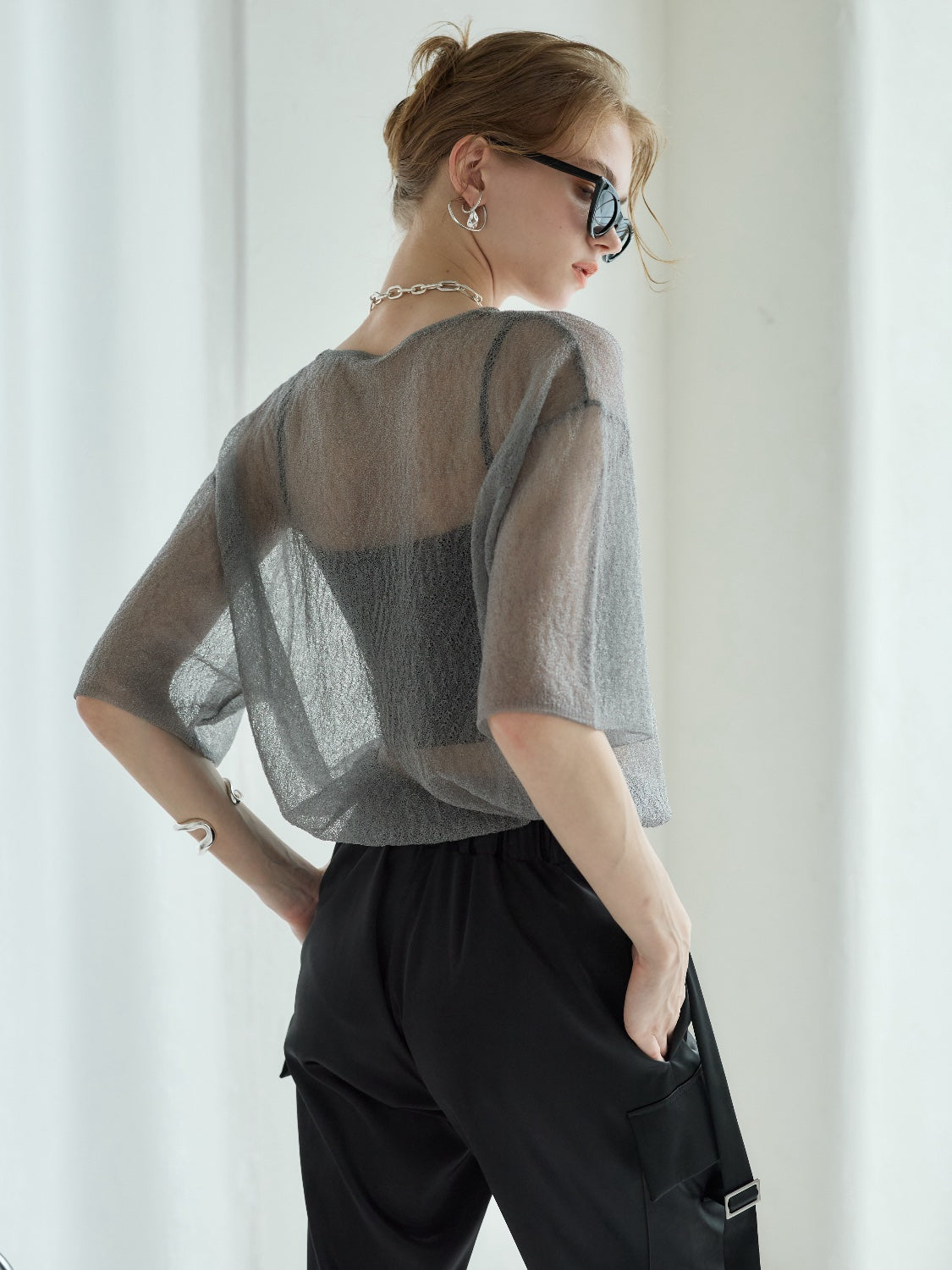 Sheer Knit Over T-shirt