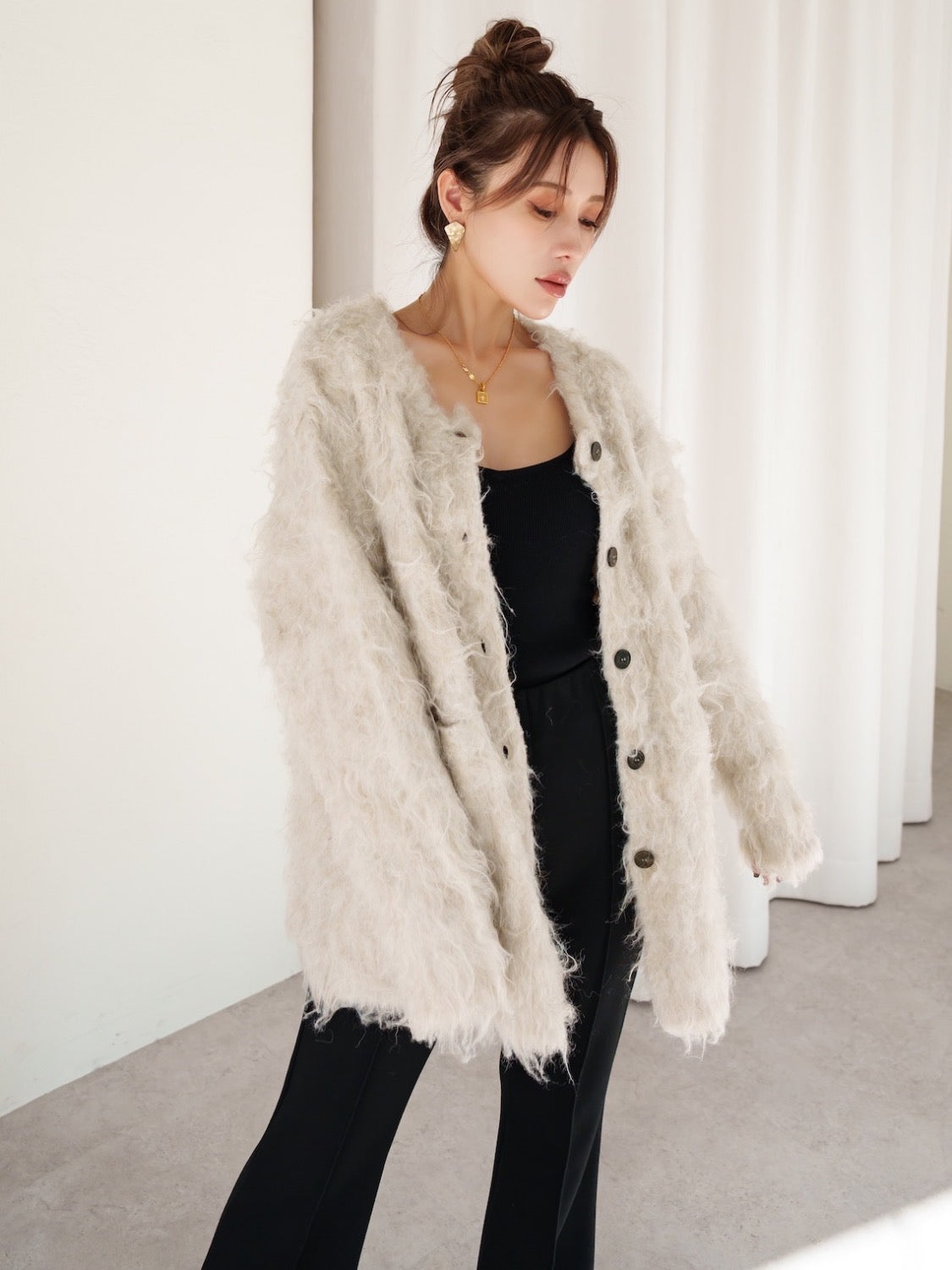 Wool Fur Cardigan