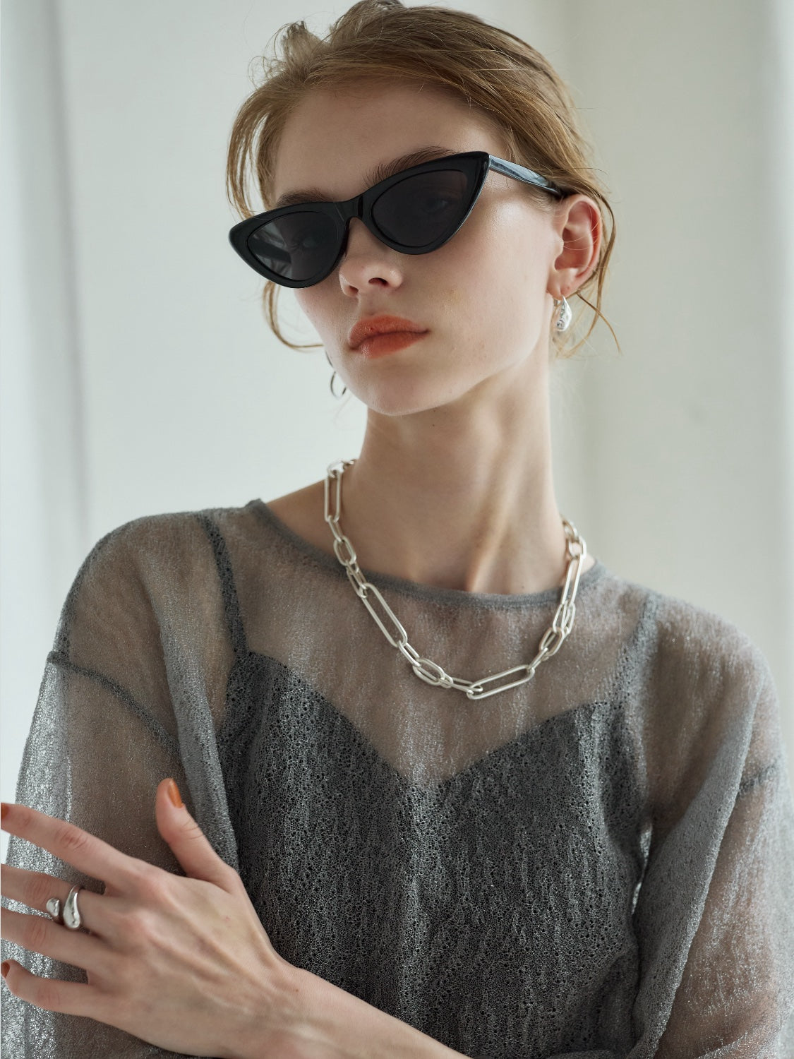 Sheer Knit Over T-shirt