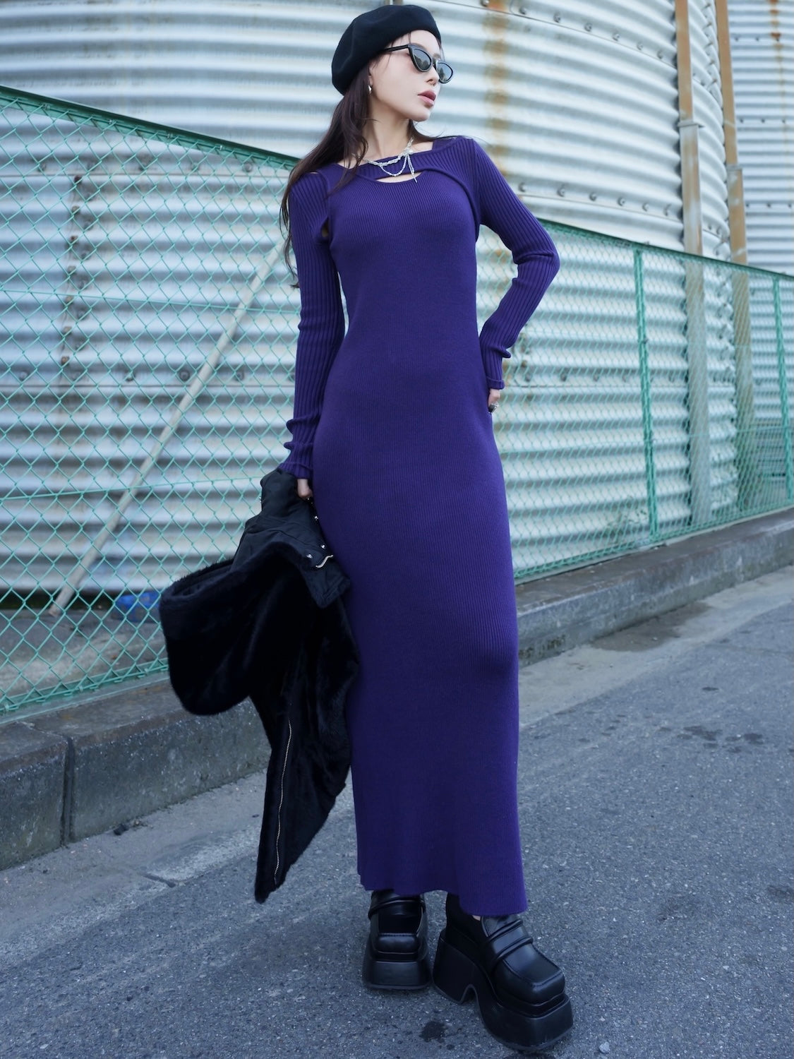 レイヤーライク Rib KNIT ワンピース