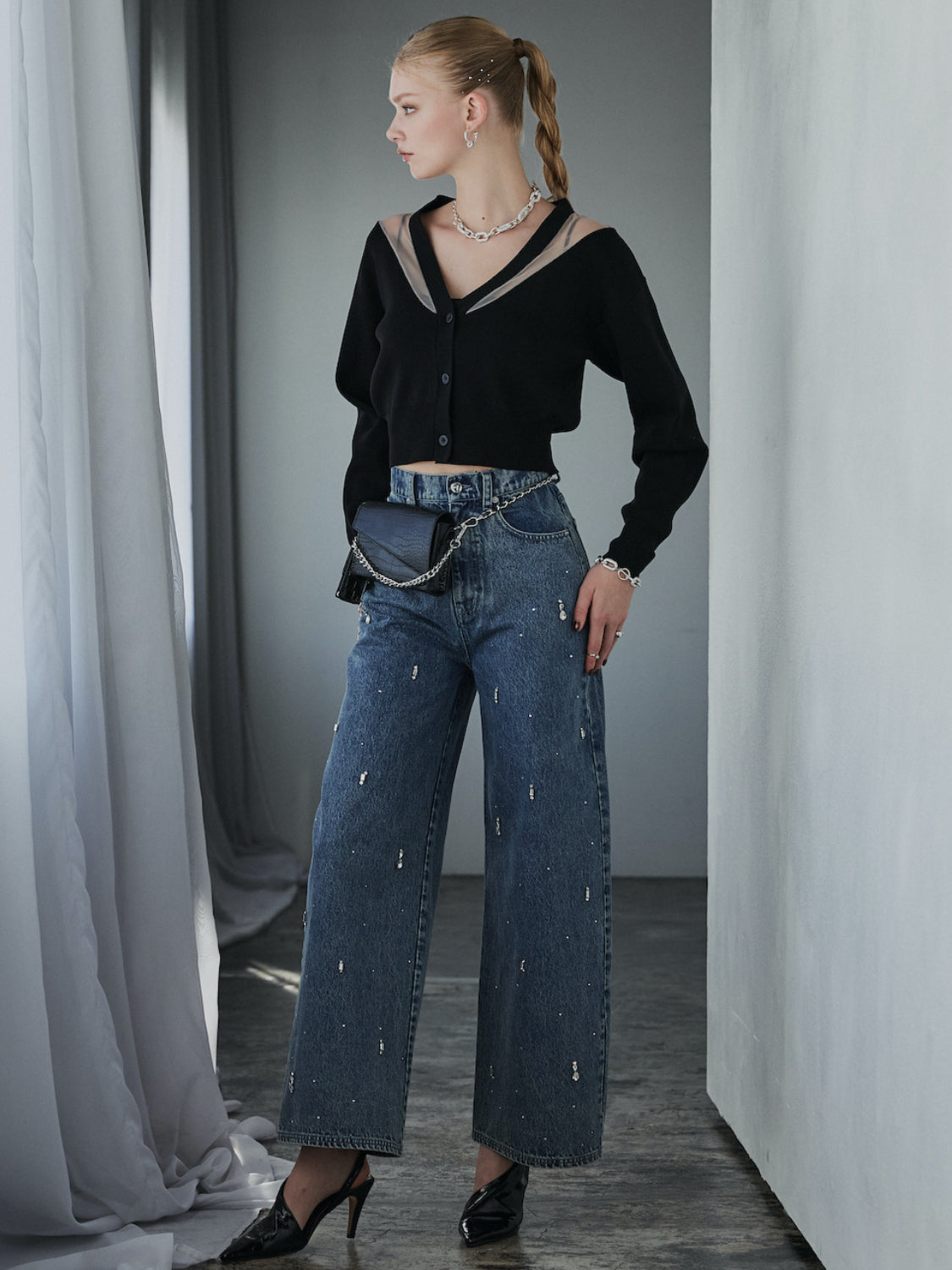シアー Switch KNIT カーデトップス