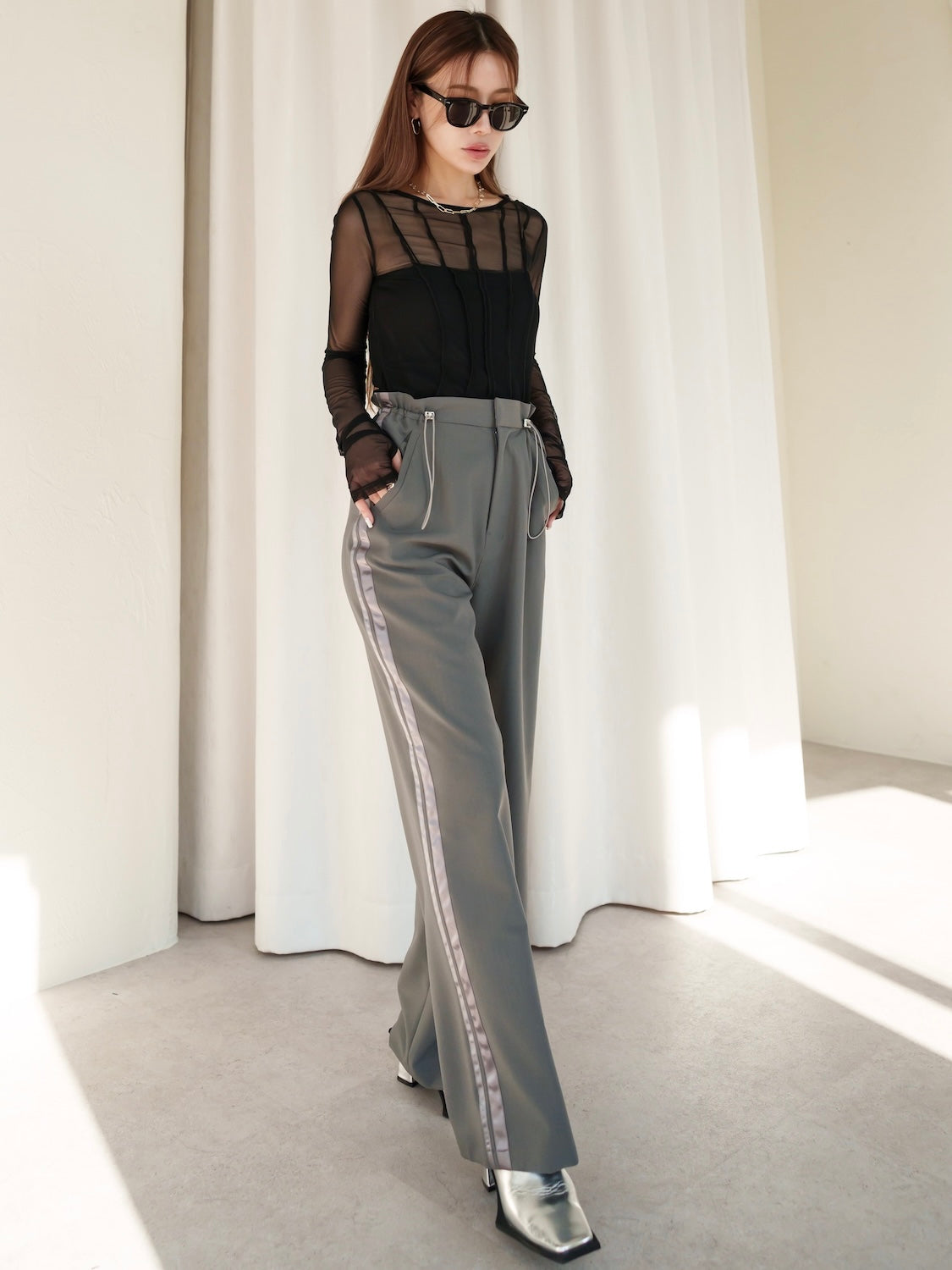 Waist Draw Line Pants