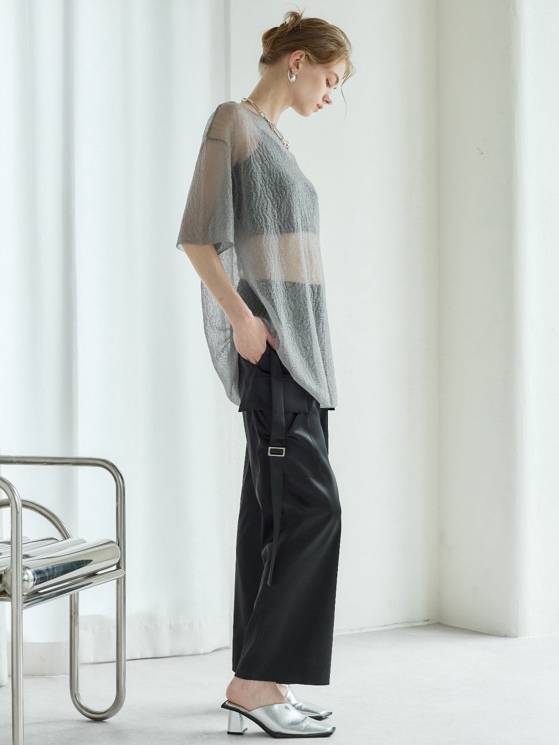 Sheer Knit Over T-shirt