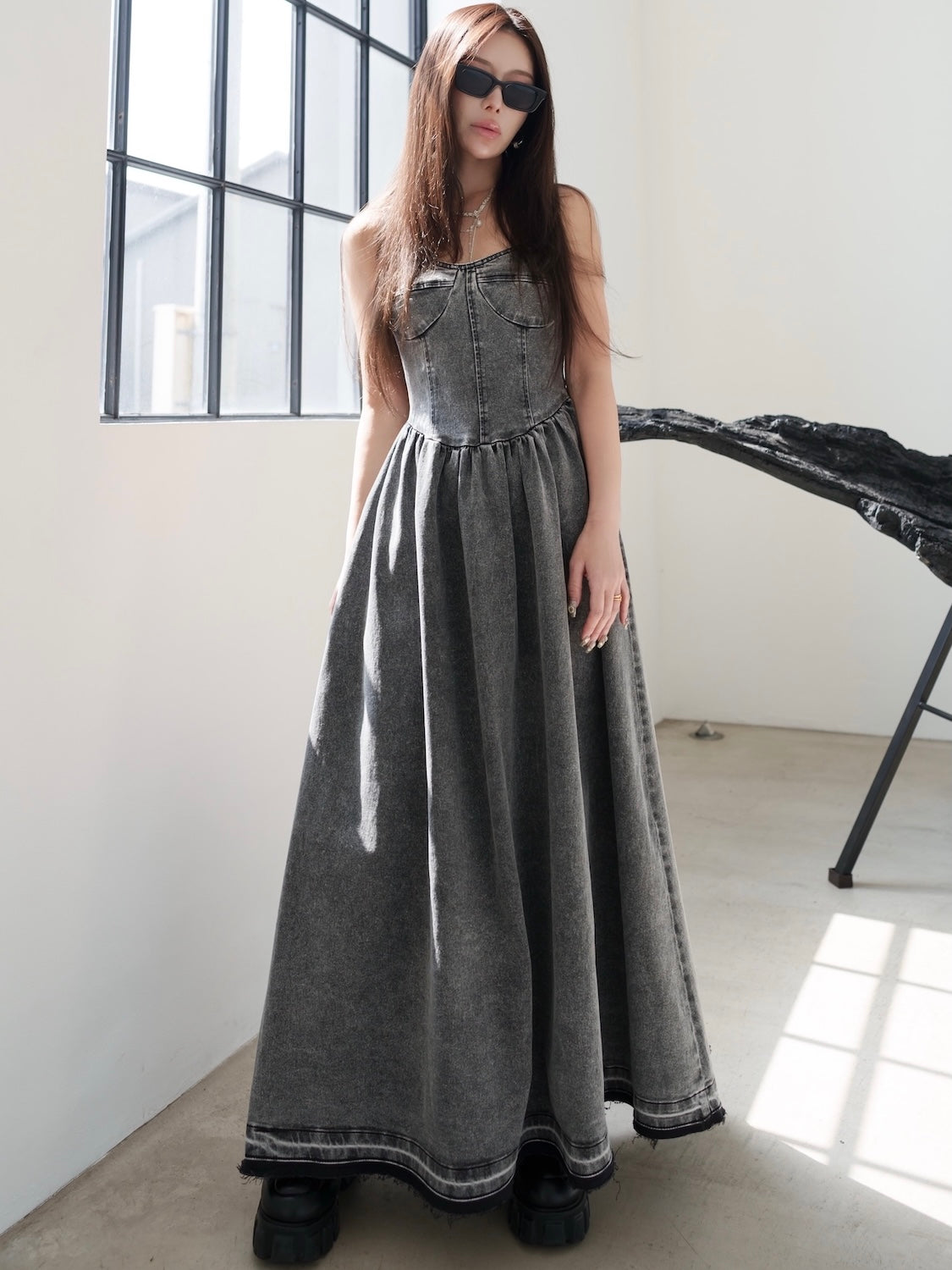 コルセットライク フレア DENIM Dress