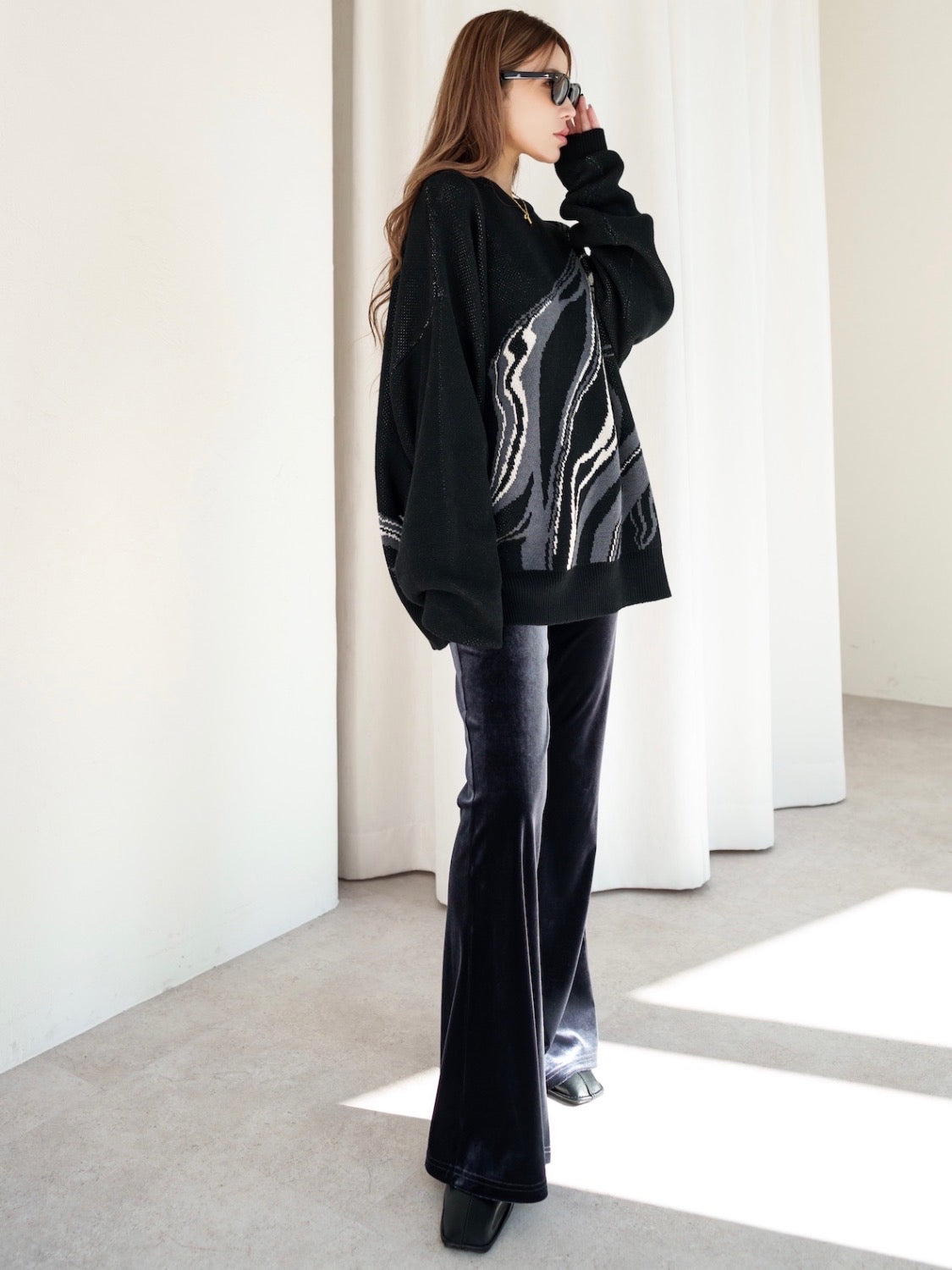 Marble Long-sleeve Pullover
