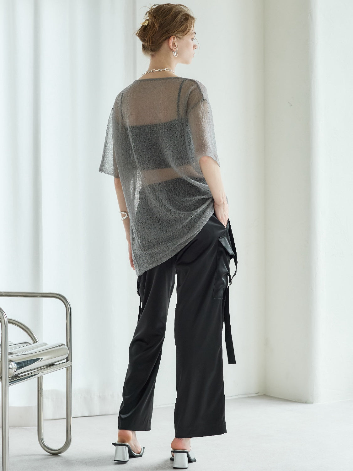 Sheer Knit Over T-shirt