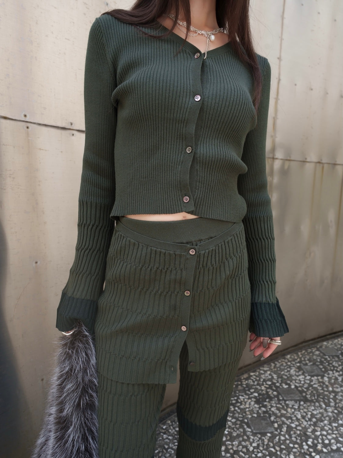 Multi シアー Ribニット セットアップ