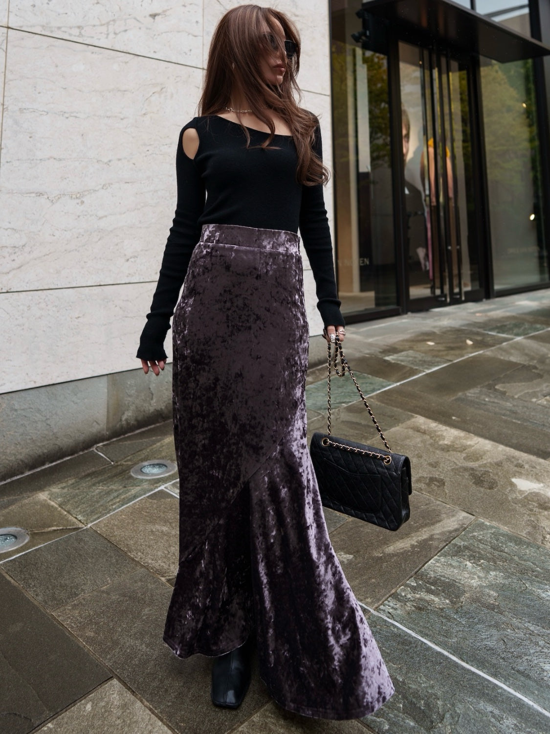 MODEL:159cm<br>COLOR:グレイッシュパープル