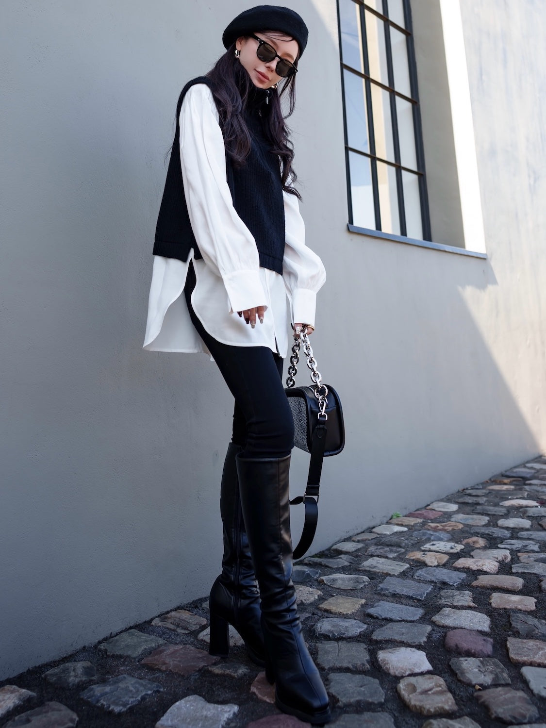 Eco Leather Double Piece Long Boots