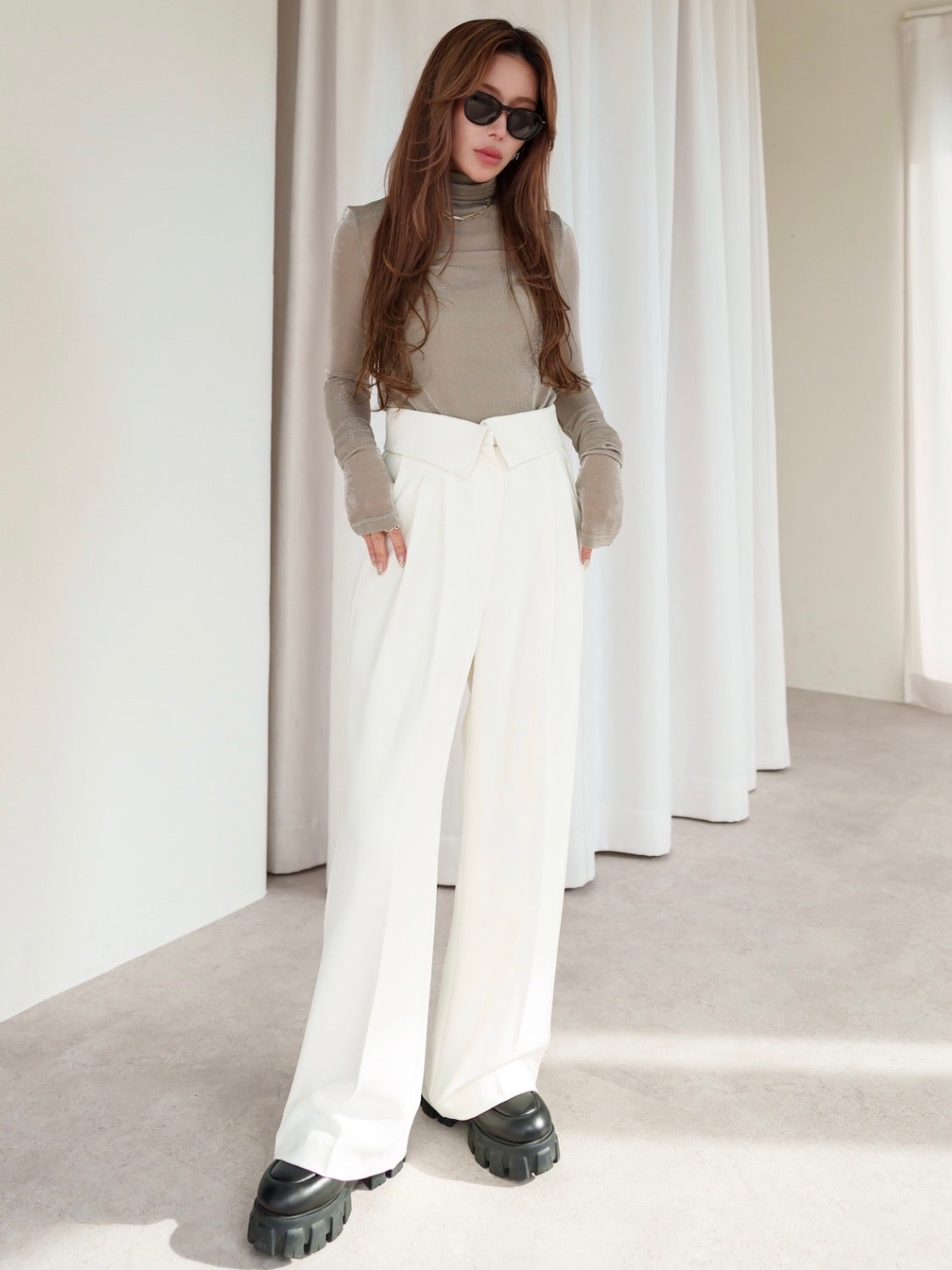 Design Waist Wide Pants