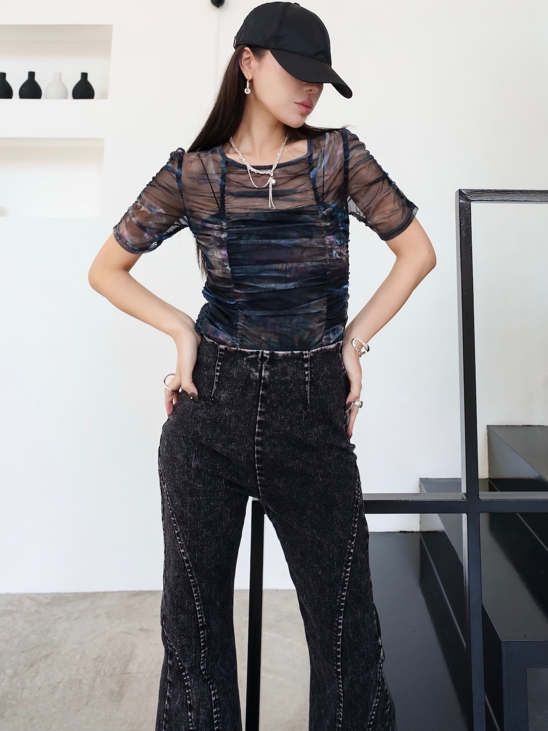 Multi-seam Stretch Flared Denim
