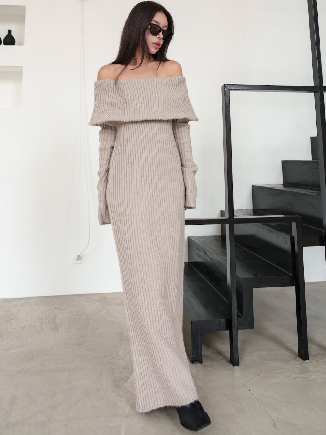 MODEL:159cm<br>COLOR:グレージュ