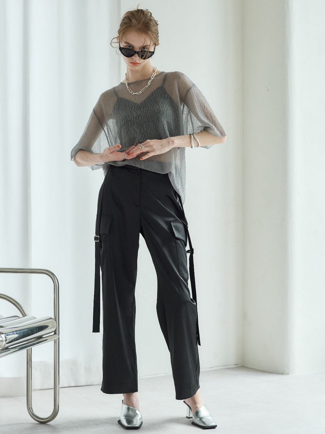 Sheer Knit Over T-shirt